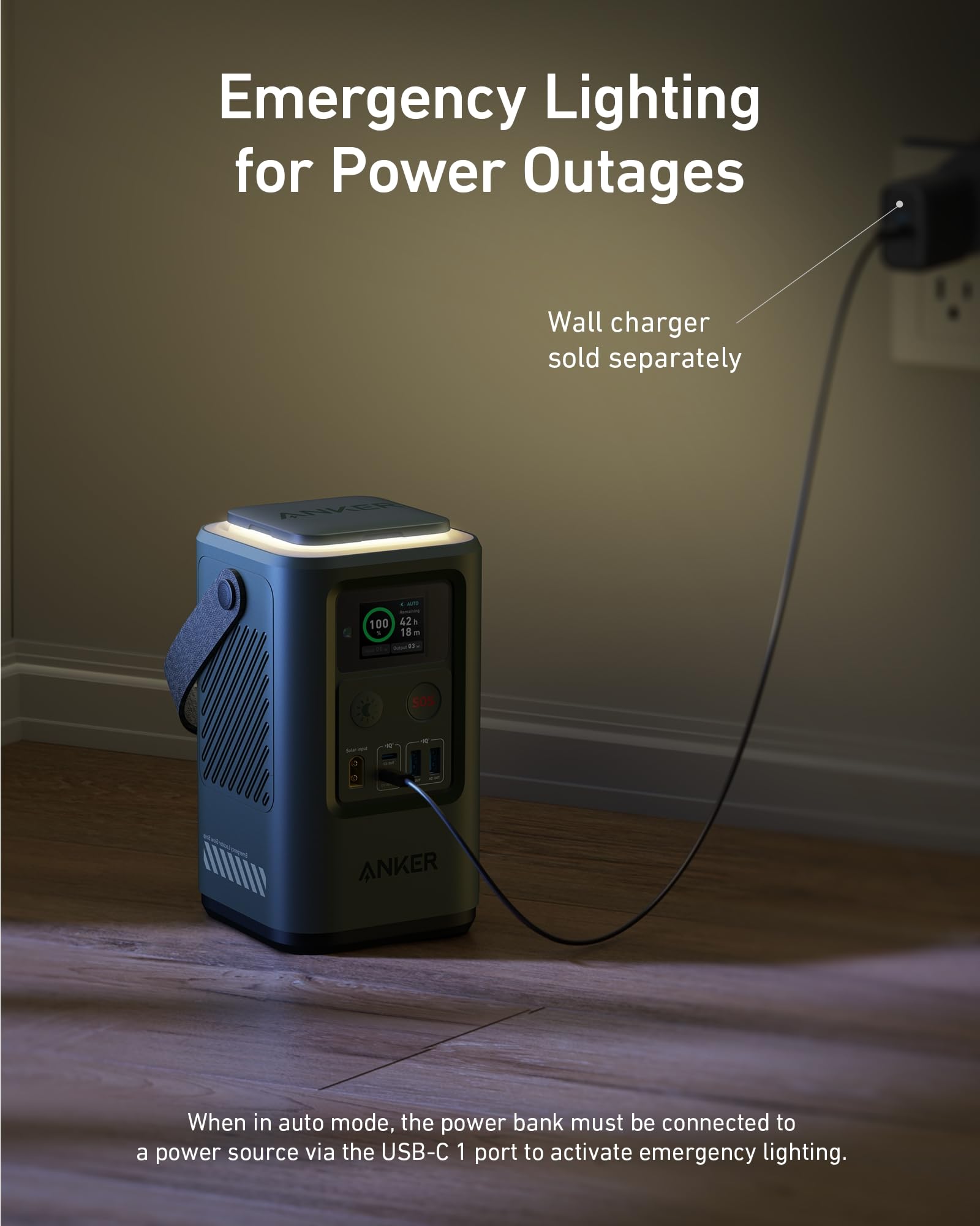 Anker PowerCore Reserve 192Wh Portable Power Station - 60,000mAh Outdoor Generator with 87W Output, Smart Digital Display, Retractable Auto Lighting & SOS Mode - Perfect for Travel, Camping, Emergency Home Backup & Outdoor Adventures