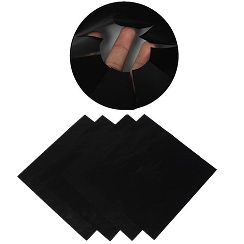 4-Pack Reusable Square Gas Stove Protector Liners - Non-Slip Hob Burner Cover Mats, Easy to Clean & Heat Resistant for Gas Cooktops (Black) - Perfect for Kitchen Safety & Stove Top Protection