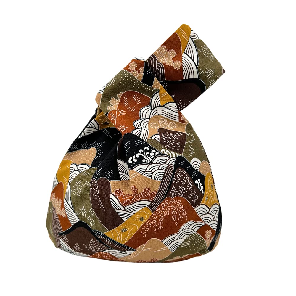 Japanese Pattern Cotton Wrist Bag - Stylish Knot Pouch Sleeve for Women, Girls & Boys - Portable Canvas Tote Purse - Perfect Gift for Wife, Girlfriend & Friends - Great for Travel, Shopping & Everyday Use