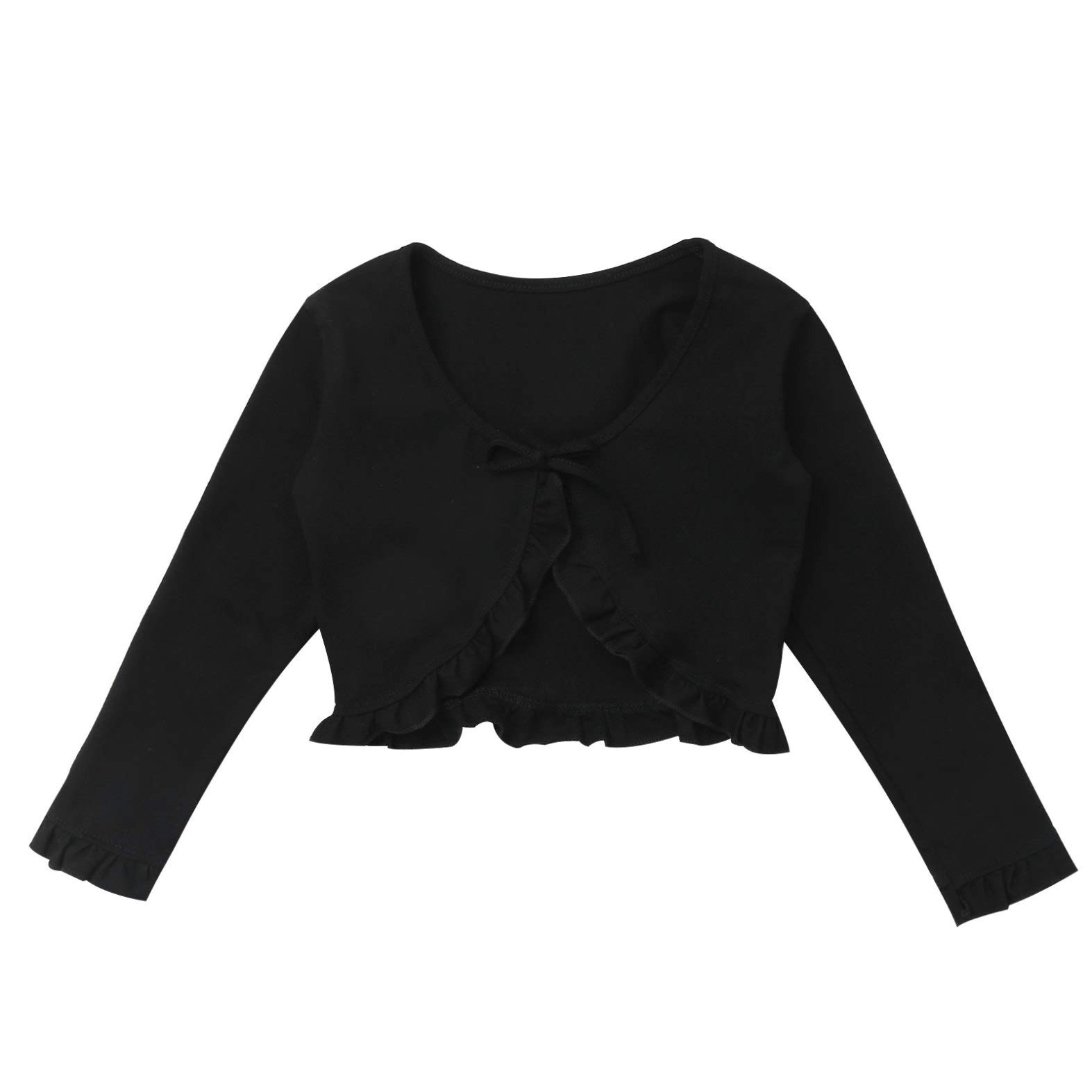 Freebily Girls Ballet Dance Cardigan - V Neck Knit Wrap Top for Warm-up & Gym - Soft Cropped Bolero Shrug Sweater for Dance Class & Performance