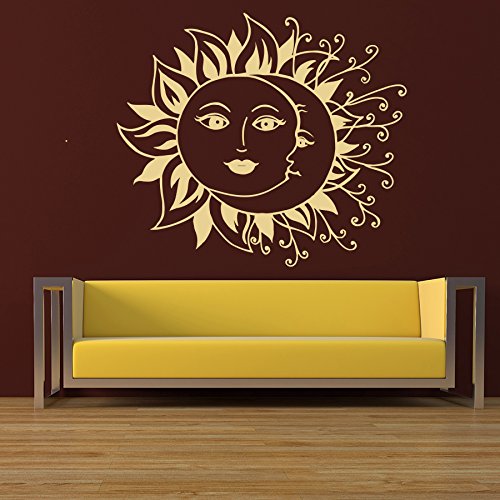 Vinyl Wall Decals - Sun and Moon Crescent Ethnic Symbols for Nursery, Bedroom & Home Decor | Peel and Stick Art Murals for Interior Design M63 | Perfect for Kids Room, Living Room & Office Spaces