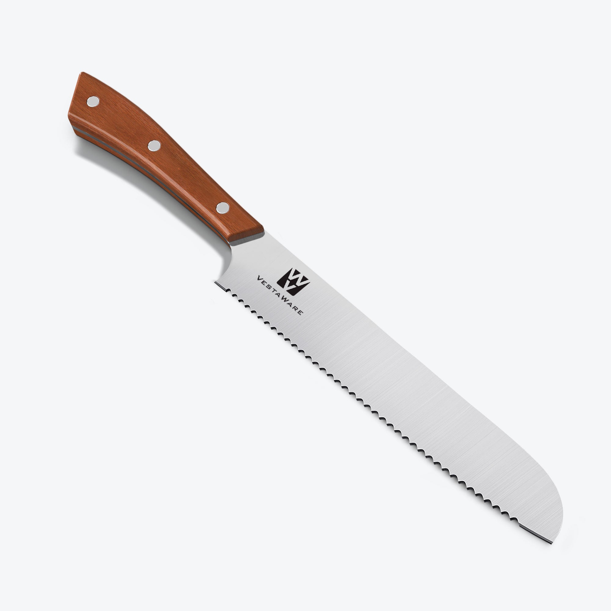 Vestaware 8-Inch Serrated Bread Knife - Sharp Stainless Steel Blade for Slicing Bread, Cakes, and Pastries - Perfect for Home Baking, Restaurants, and Professional Kitchens