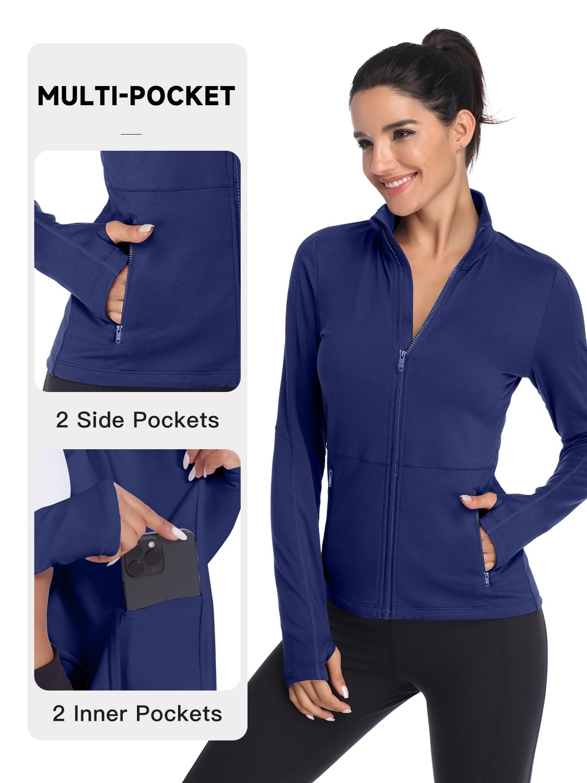 VUTRU Women's Full Zip Fleece Workout Jacket - Lightweight Yoga Running Track Athletic Jacket for Gym, Outdoor & Casual Wear