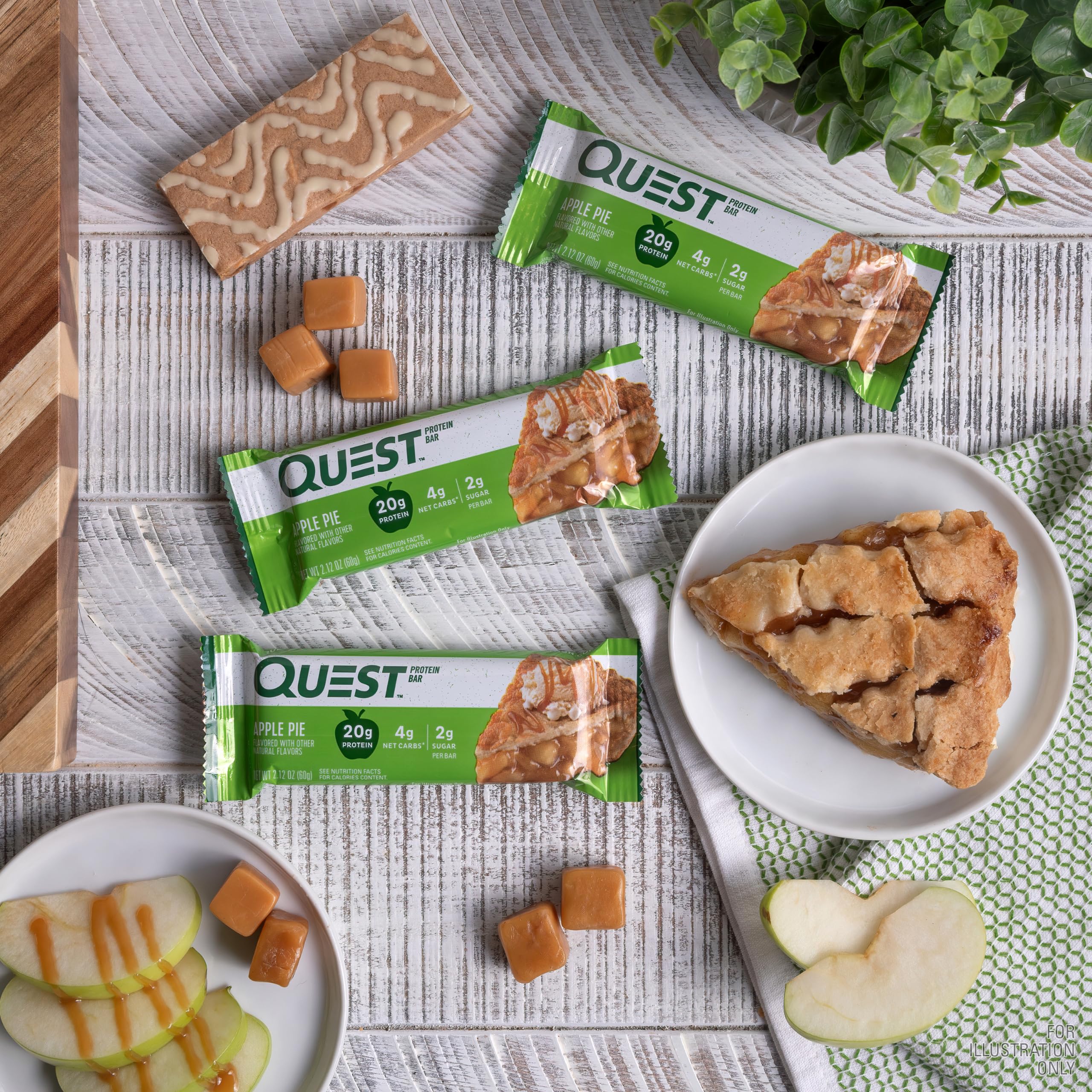 Quest Nutrition Apple Pie Protein Bar - 20g Protein, 4g Net Carbs, 2g Sugar, Gluten Free & Keto Friendly (12 Count) - Perfect for Post-Workout Recovery, Healthy Snacking & Low-Carb Diets