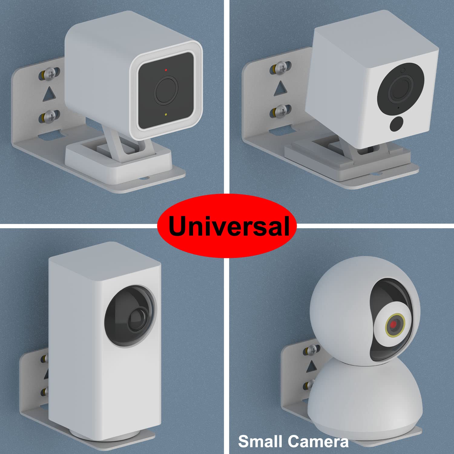 Wyze Cam Pan V2 V3 Wall Mount Kit - Universal Steel Mounting Bracket for Indoor/Outdoor Security Cameras - Easy Screw Installation (White) - Perfect for Home Surveillance & Baby Monitoring