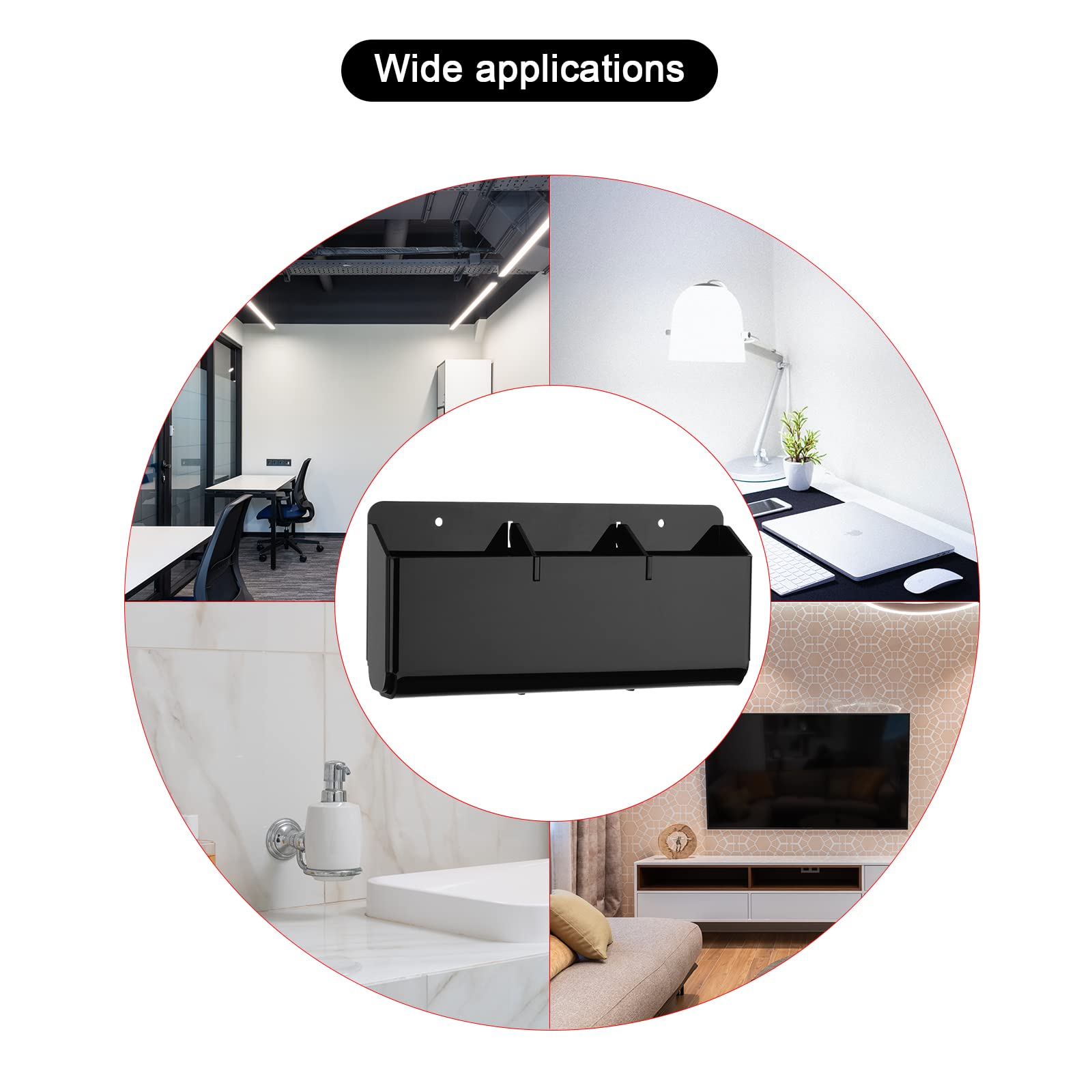 Cosmos Remote Control Stand & Wall Mount Phone Holder - Removable Block Wall Shelf for Cell Phone Charging & Multipurpose Storage Organizer (Solid Black) - Perfect for Living Room, Bedroom & Office Organization