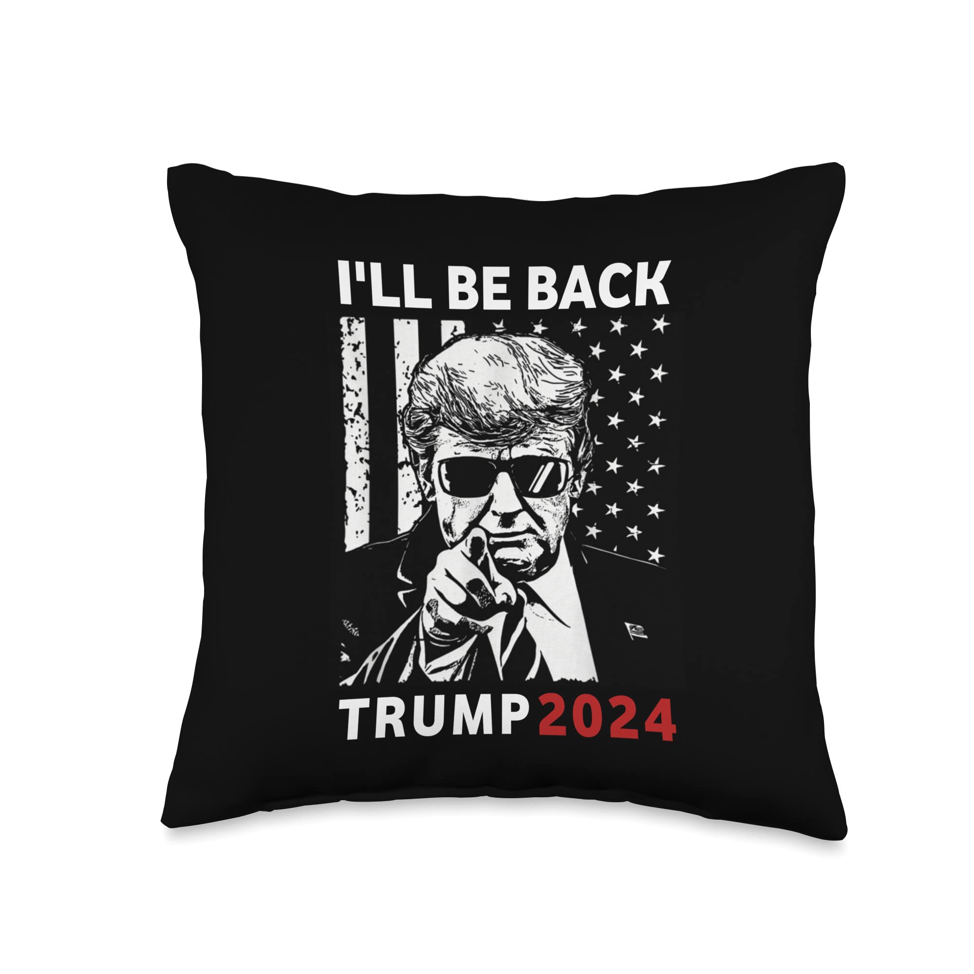 Funny 'I'll Be Back' Trump 2024 Gift - 16x16 Multicolor Throw Pillow for Home Decor, Political Humor & Election Support