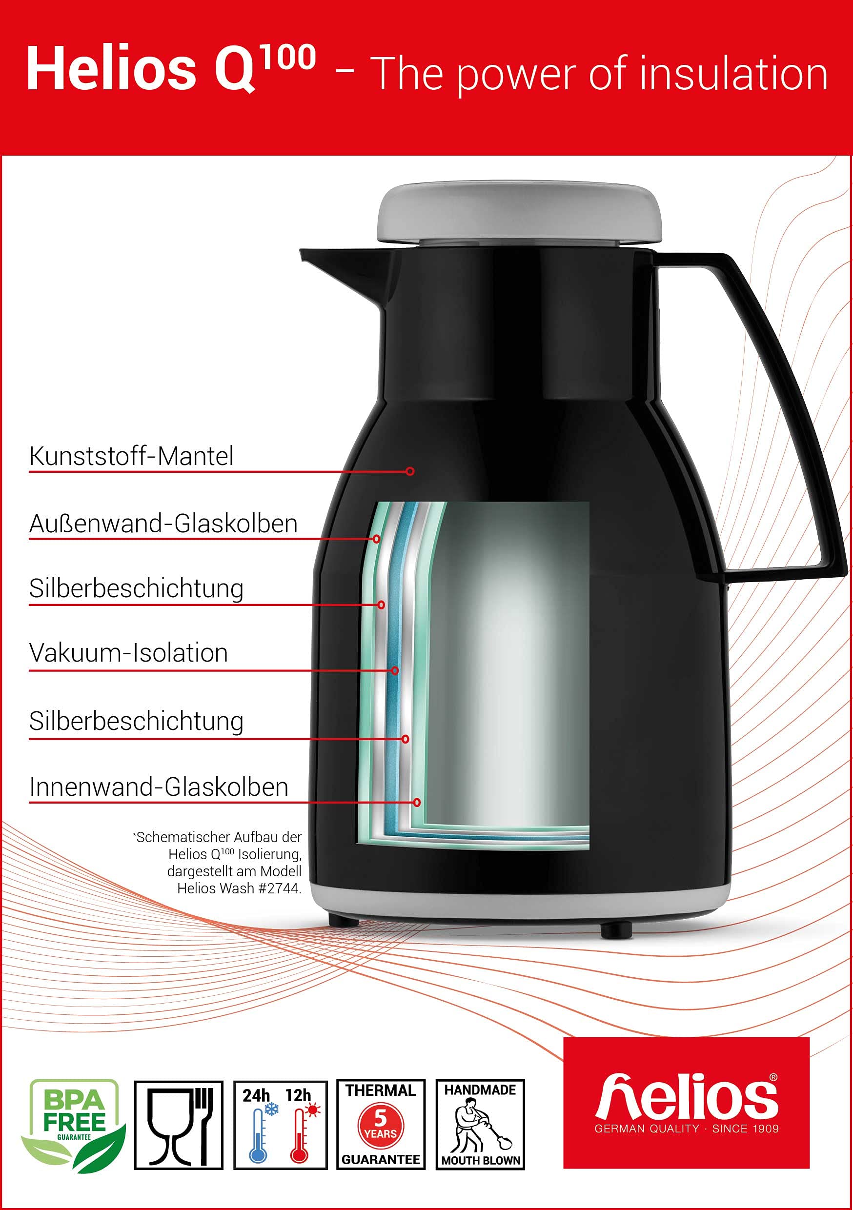 Helios 1L Vanilla Vacuum Jug - Perfect for Home & Office