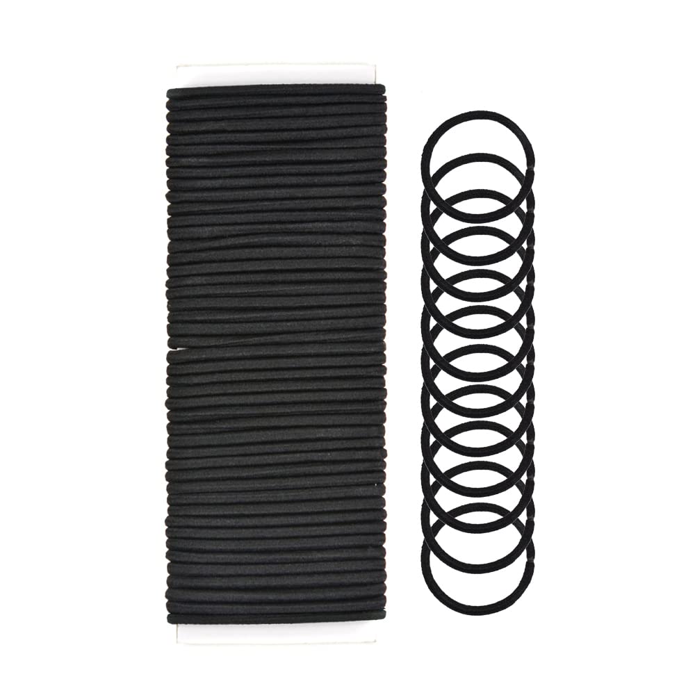 45 Pcs Black Hair Elastics - 4mm Soft Ponytail Holders & No-Slip Hair Ties for Women | Perfect for Gym, Work, and Everyday Hairstyles