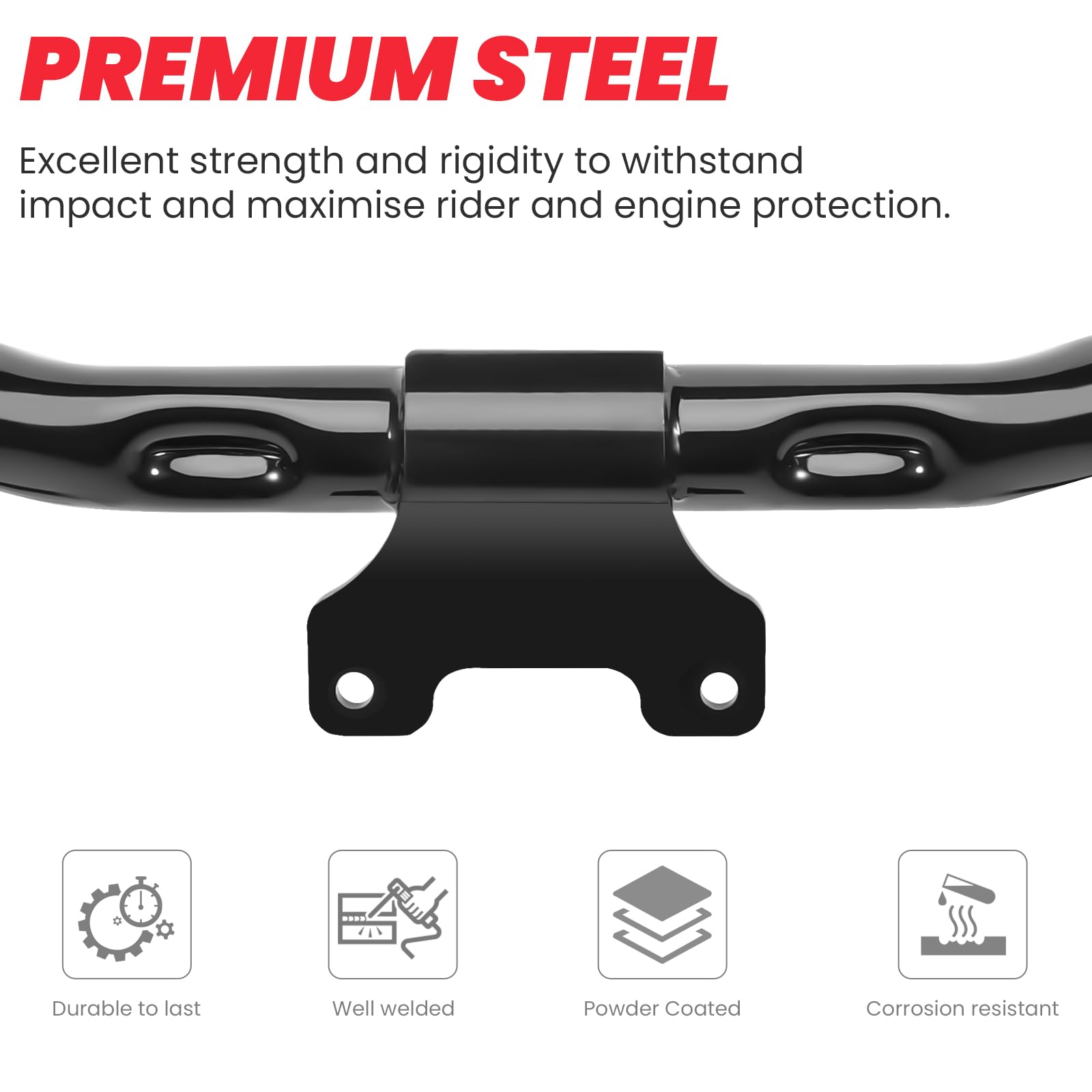 Harley Davidson FLTRX FLTRXS FLTRXST FLTRXSE 2015-2023 Motorcycle Road Glide Chopped Engine Guard Protector Crash Bar - Gloss Black - Durable Protection for Long Rides & Highway Cruising