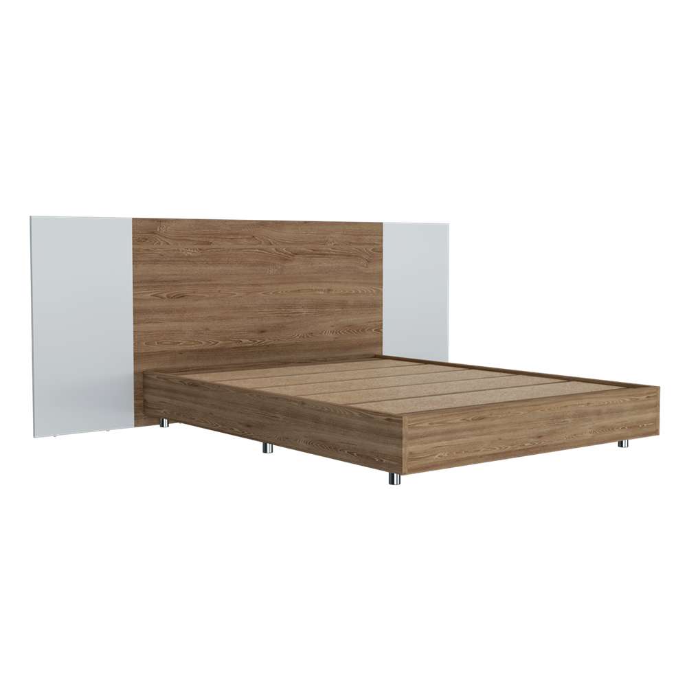 Nebraska Honey 255x100.6cm Bed Frame for Double Mattress 140x190cm with Headboard - Perfect for Master Bedrooms, Guest Rooms & Modern Home Decor