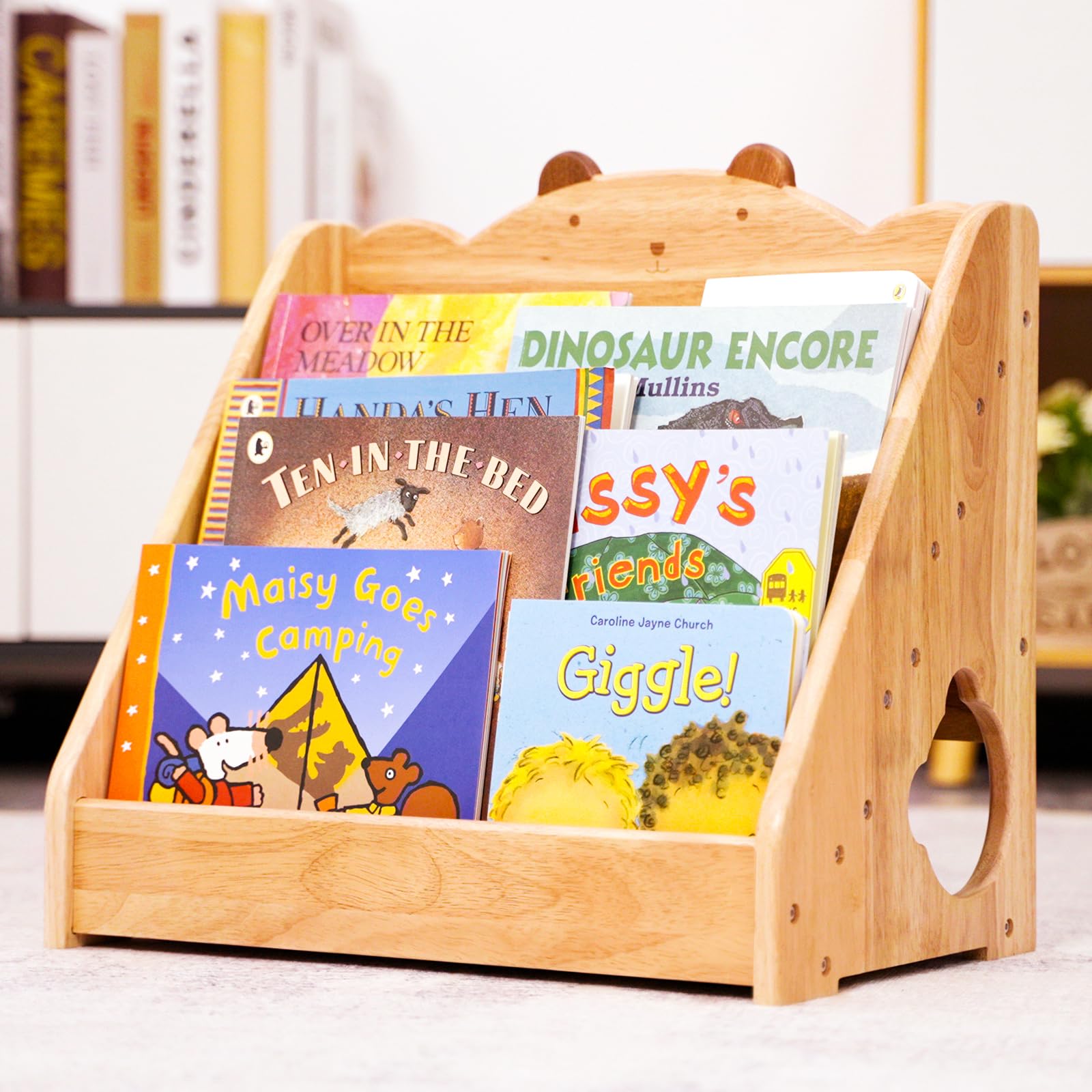Montessori Bookshelf for Kids - Natural Wood Bookcase with Chalkboard & Storage | Kids Book Organizer, Magazine Rack & Classroom Bookshelf | Perfect for Boys & Girls Ages 3+ | Ideal for Playrooms, Bedrooms & Preschool Classrooms