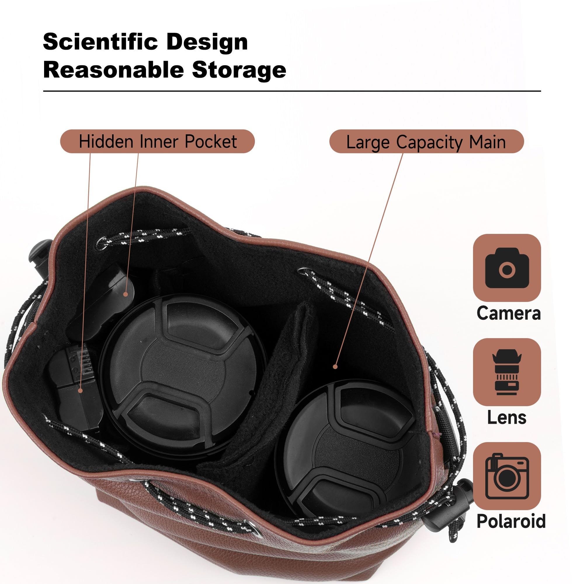 Waterproof Leather DSLR/SLR Camera Bag with Removable Crossbody Strap - Medium Brown Photography Case for Men & Women - Perfect for Travel, Hiking, and Outdoor Photography