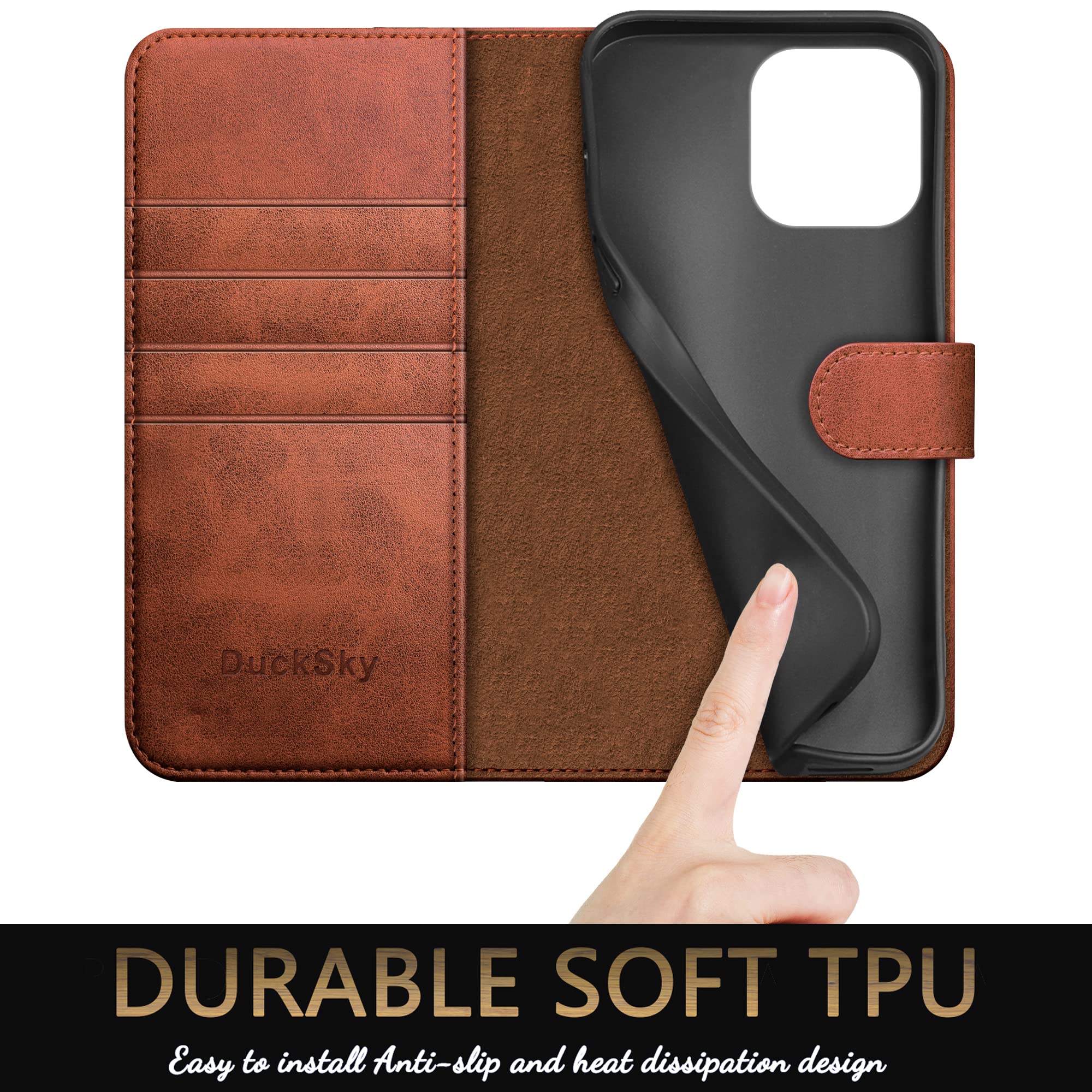 Genuine Leather Wallet Case for iPhone 15 Pro Max 6.7