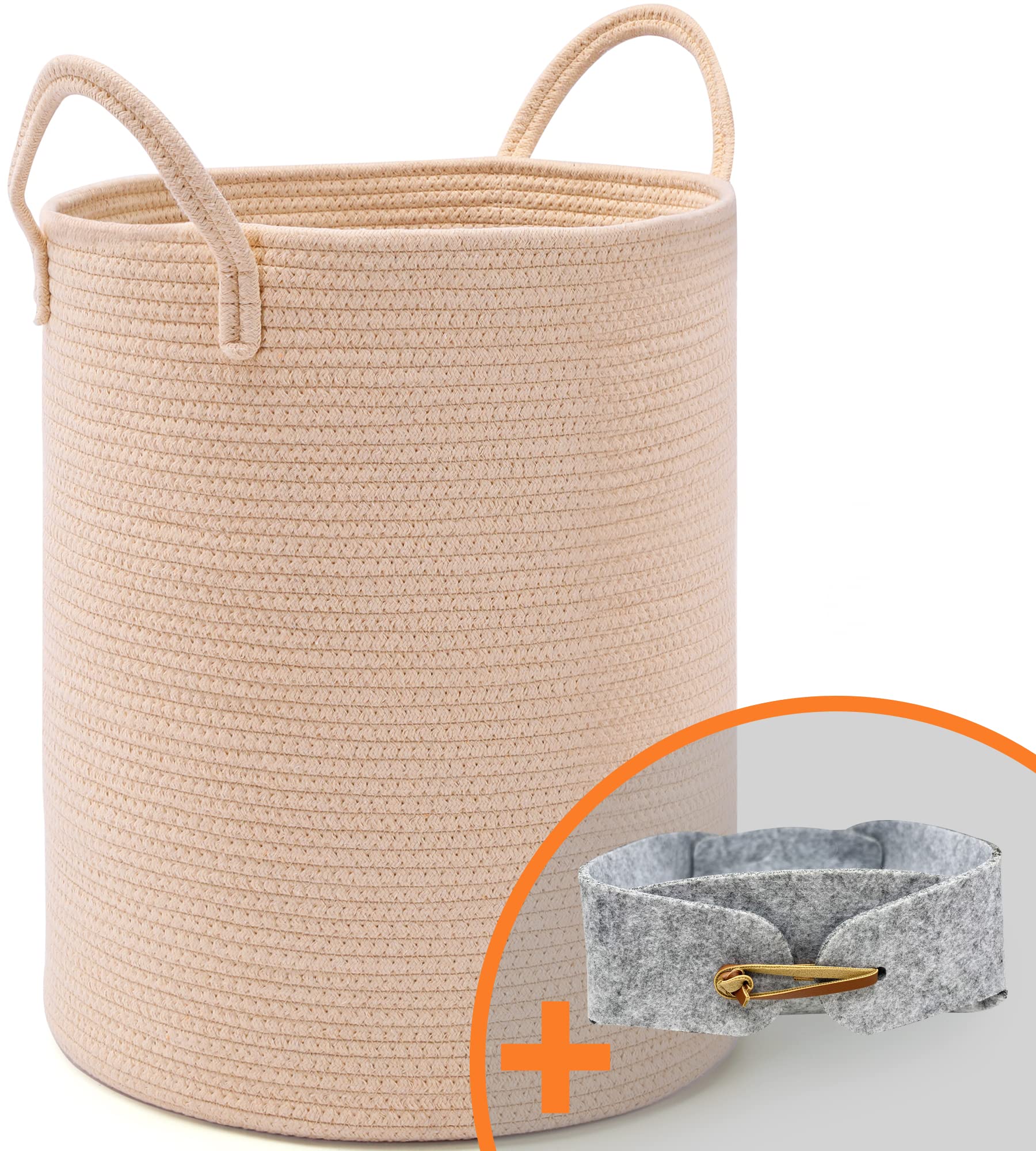Large Woven Cotton Rope Laundry Hamper Basket 15