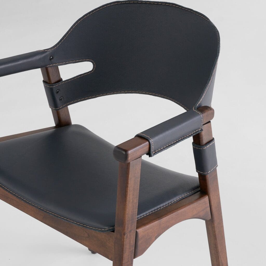 Cyan Design 11727 Boss Chair - Medium Brown & Navy Blue Upholstered Office Chair for Executive Workspace & Home Office