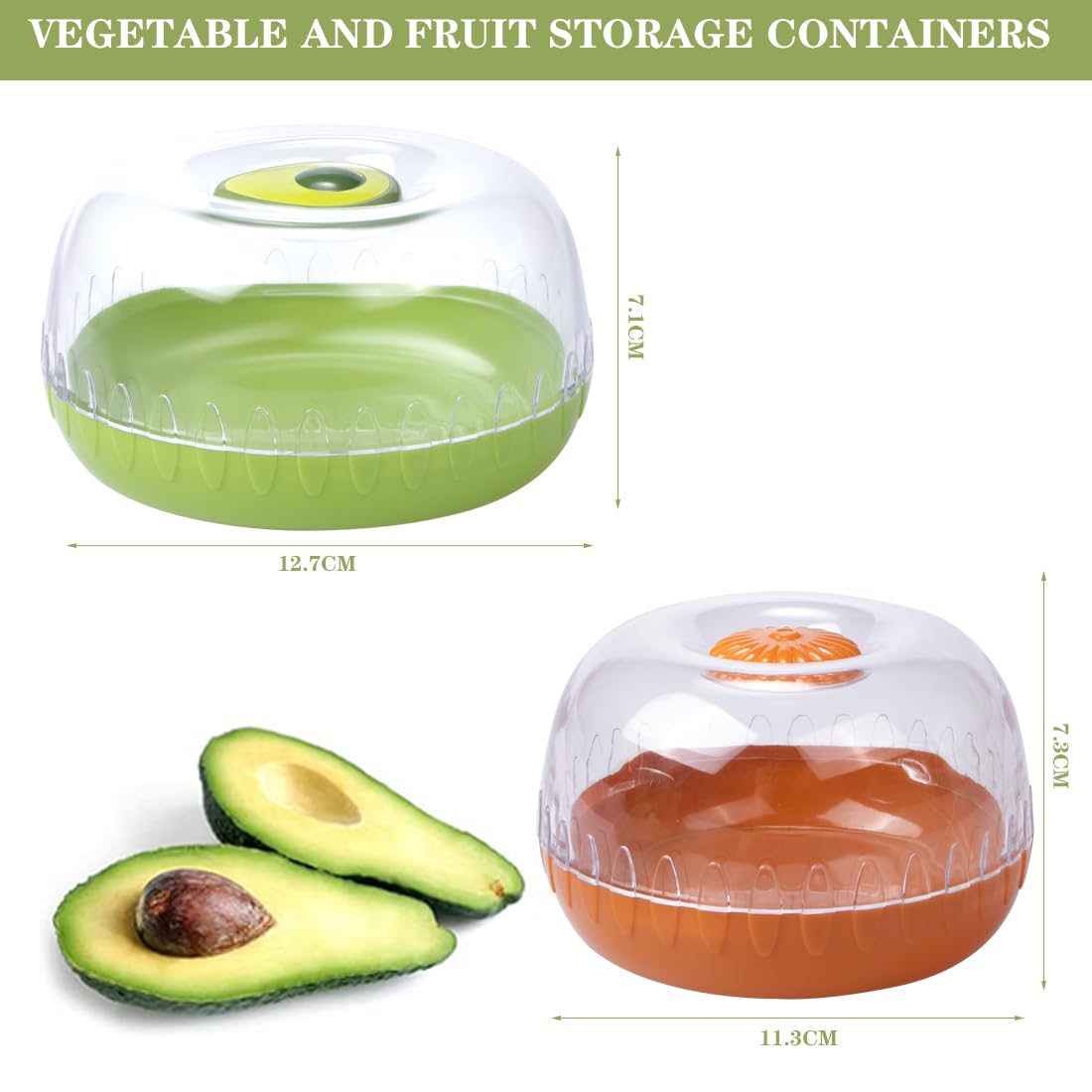 Reusable Vegetable and Fruit Storage Containers for Refrigerator - 2 Pack Airtight Food Savers with Lids for Avocados, Onions & Fresh Produce | Perfect for Meal Prep, Leftovers & Organizing Fridge