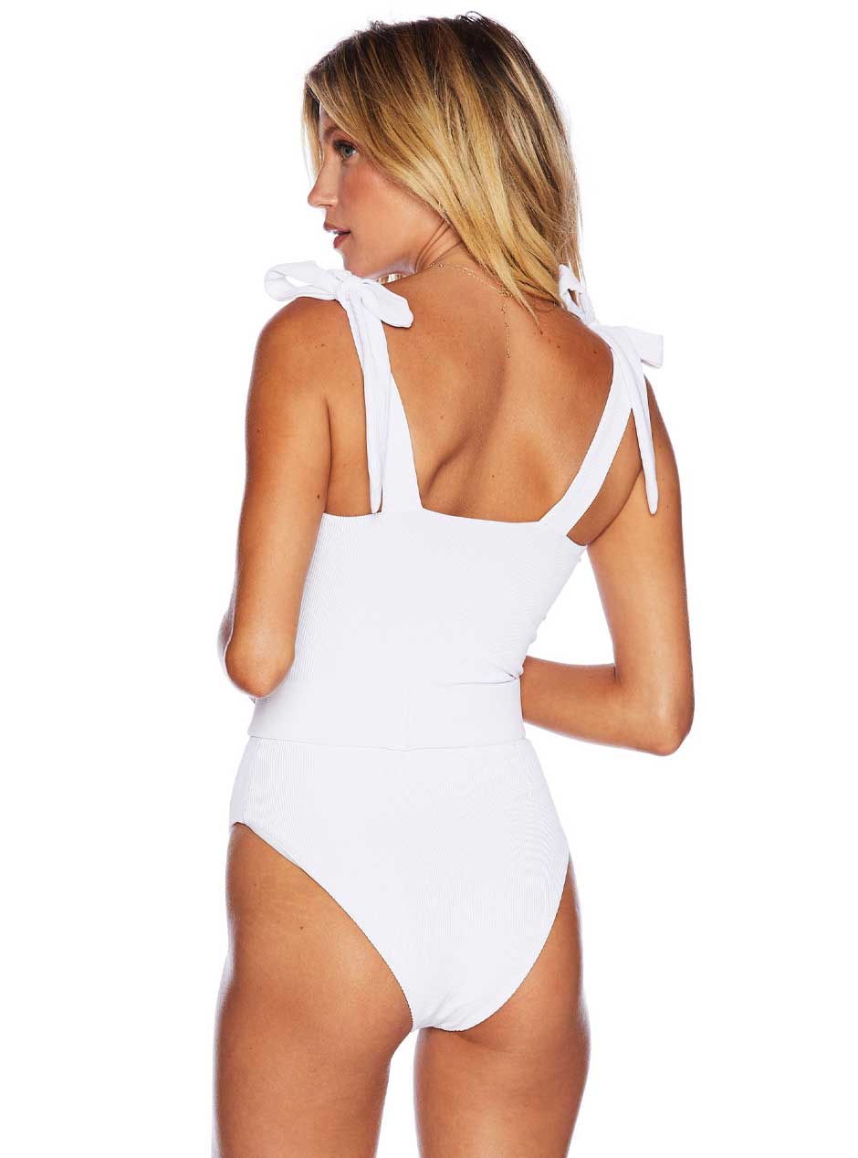 Beach Riot Women's Sydney One Piece Belted Swimsuit - White | Tummy Control Bathing Suit for Women | Perfect for Beach Vacations, Pool Parties & Summer Getaways