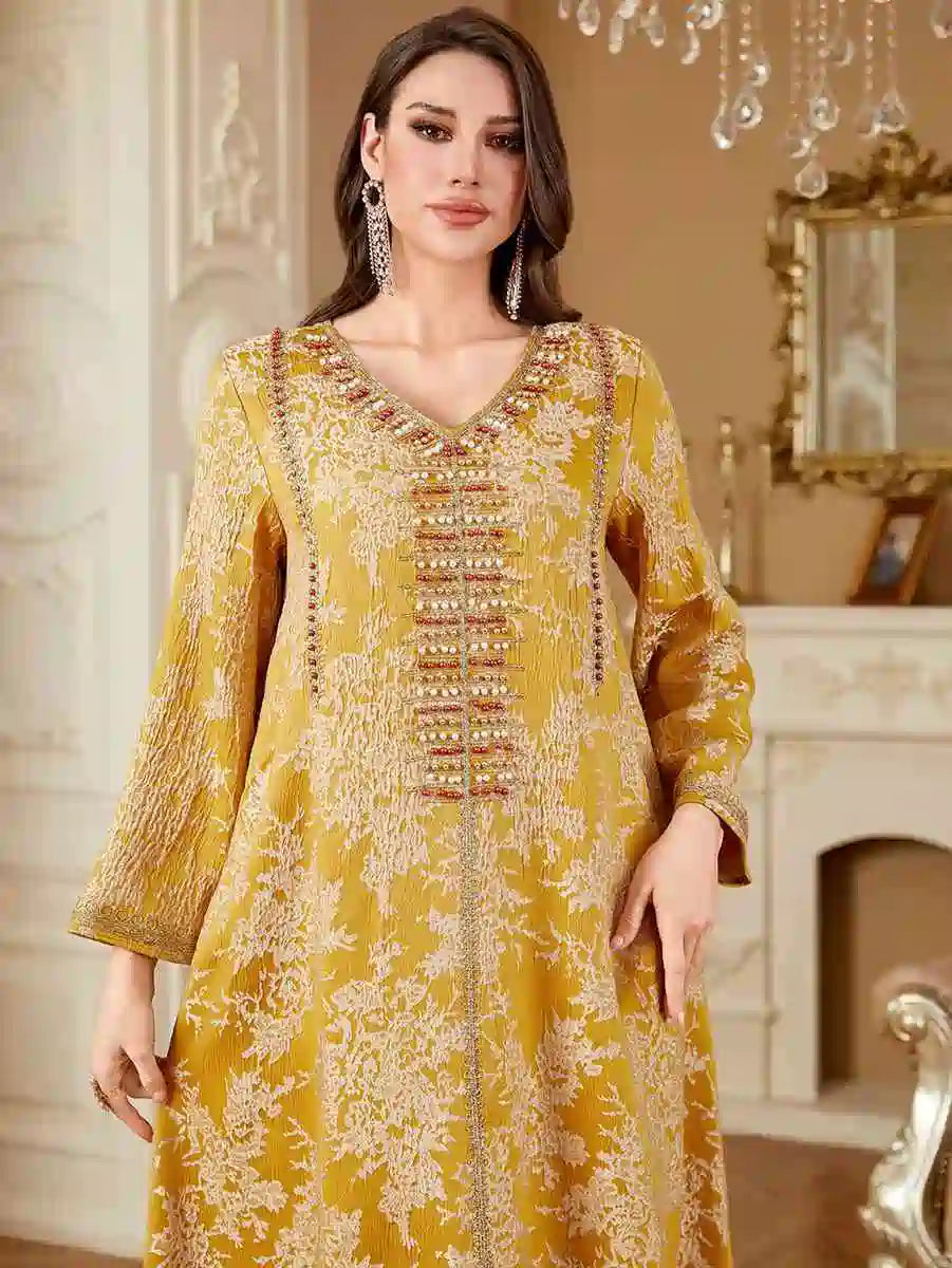 Elegant Eid Dresses for Women - Embroidered Beaded Caftan Kaftan Dress #254336 | Perfect for Eid Celebrations, Weddings & Special Occasions