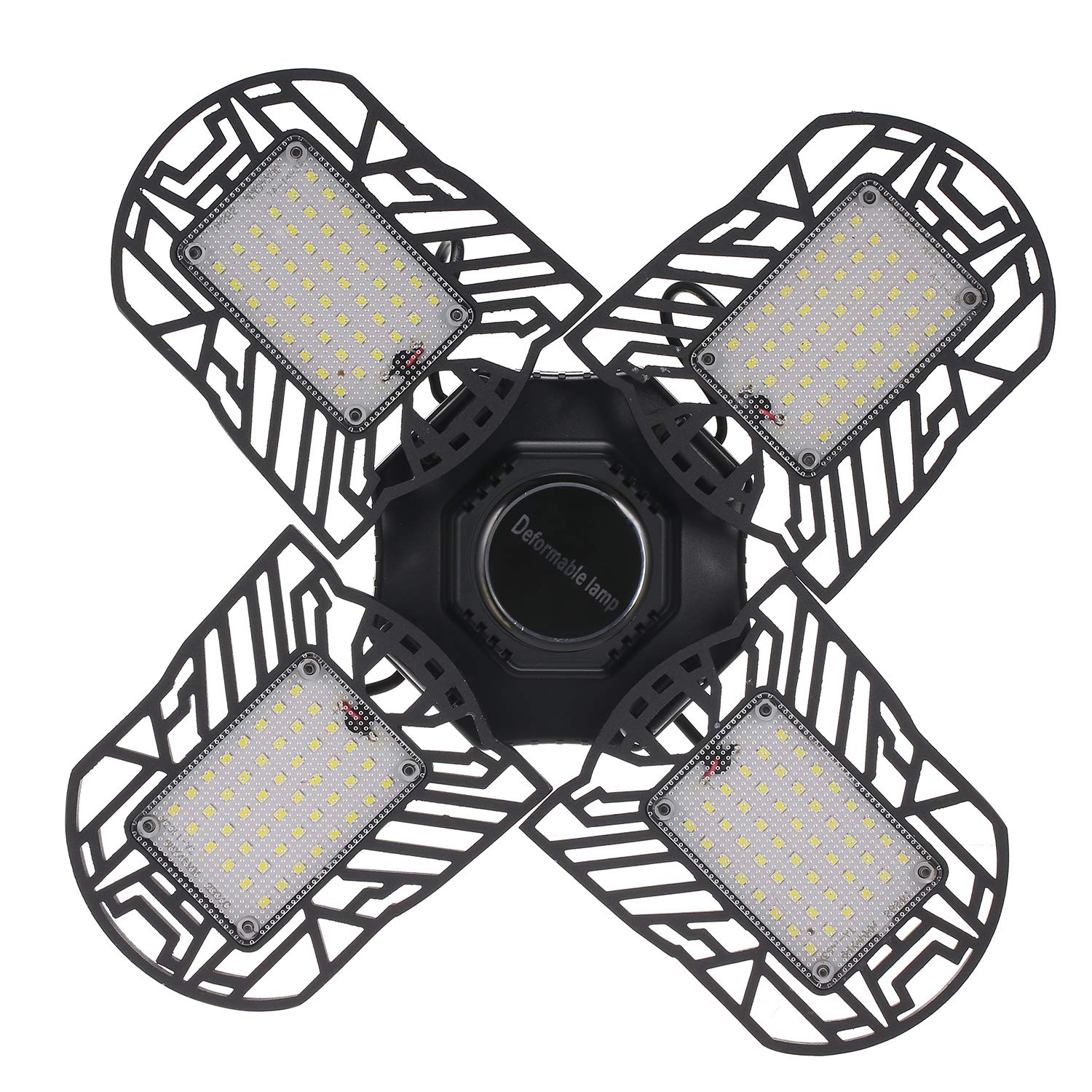 Galapara LED Garage Light - E27 Socket, Adjustable Angle with 4 Light Panels, Industrial Bright Lighting for Garage, Workshop & Basement - Perfect for Auto Repair, Woodworking & DIY Projects