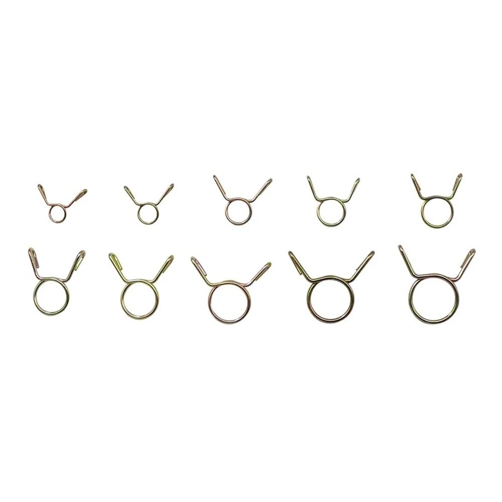 RWRAPS 10Pcs Fuel Line Hose Clamps - 5-31MM Spring Clips for Water Pipe, Air Tubing & Automotive Use - Perfect for DIY, Plumbing & Car Repairs (20MM Included)