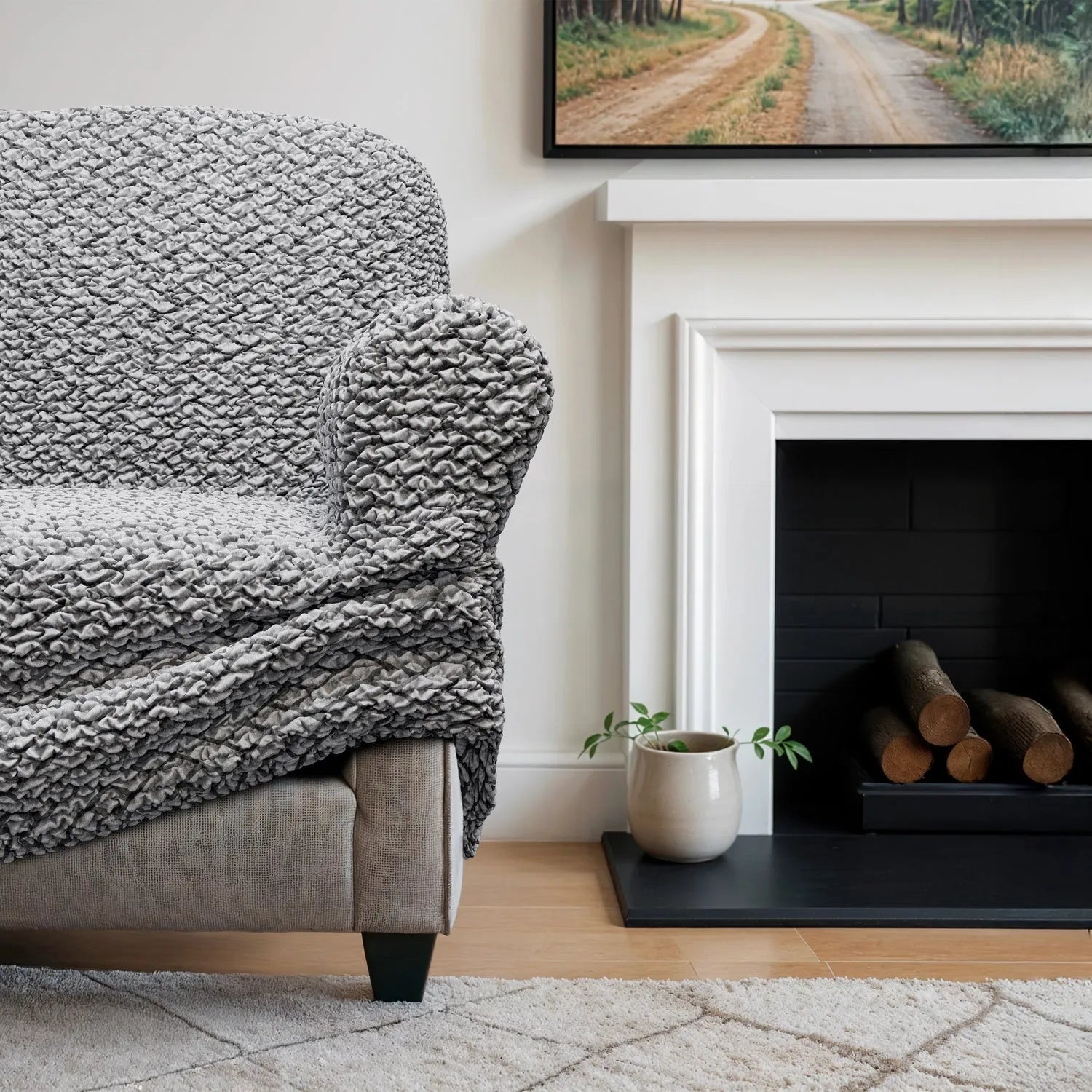 3 Seater Sofa Slipcover - Soft Microfiber Printed Fabric - Perfect for Living Room, Family Room & Home Decor