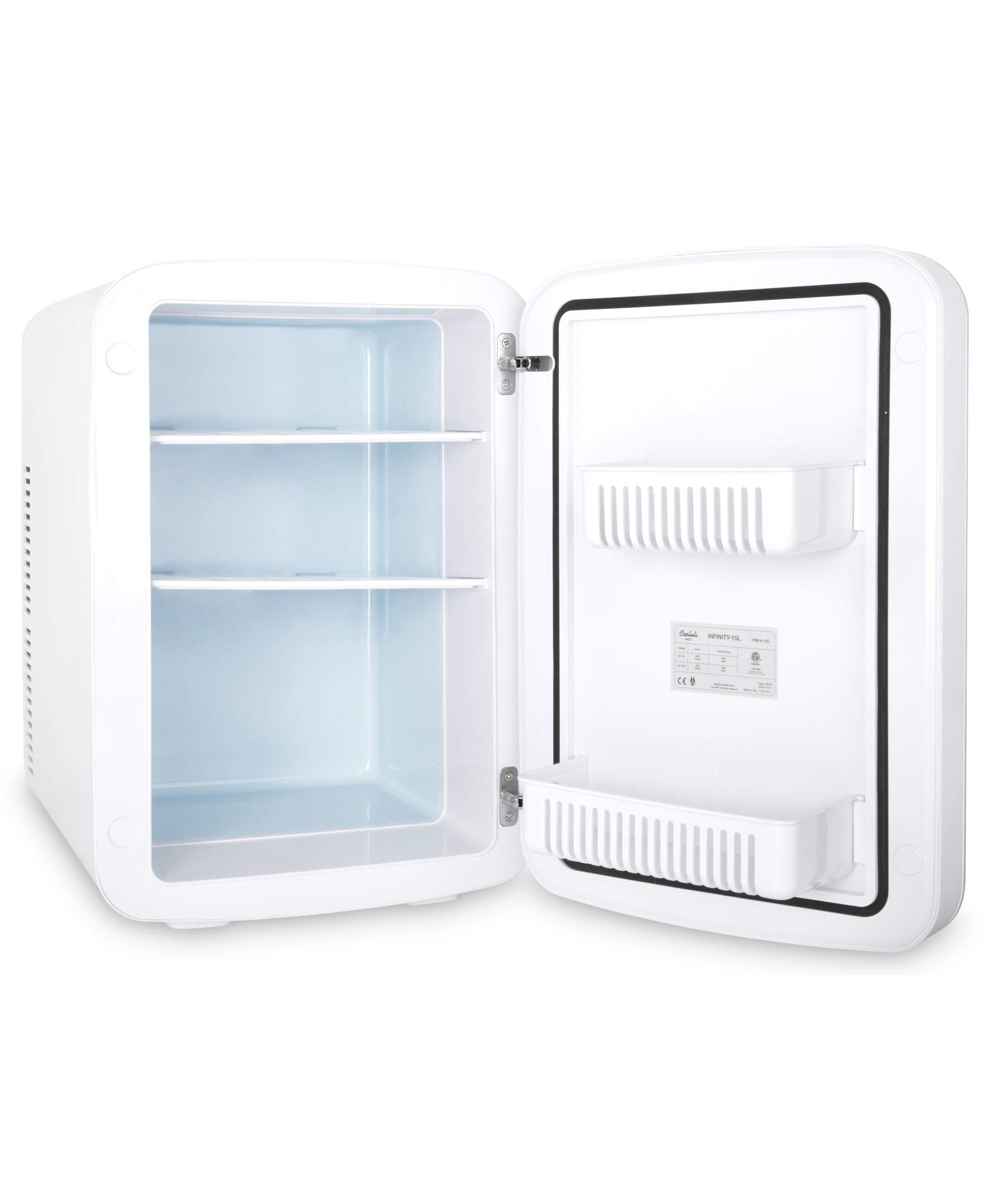 Cooluli 15L Mini Fridge for Bedroom, Car, Office & Dorm - 12V Portable Cooler & Warmer for Food, Drinks, Skincare & Makeup - AC/DC Compact Refrigerator with Glass Front (Blue, 15 Liter) - Perfect for Cosmetics Storage, Beverage Chilling & Snack Preservation