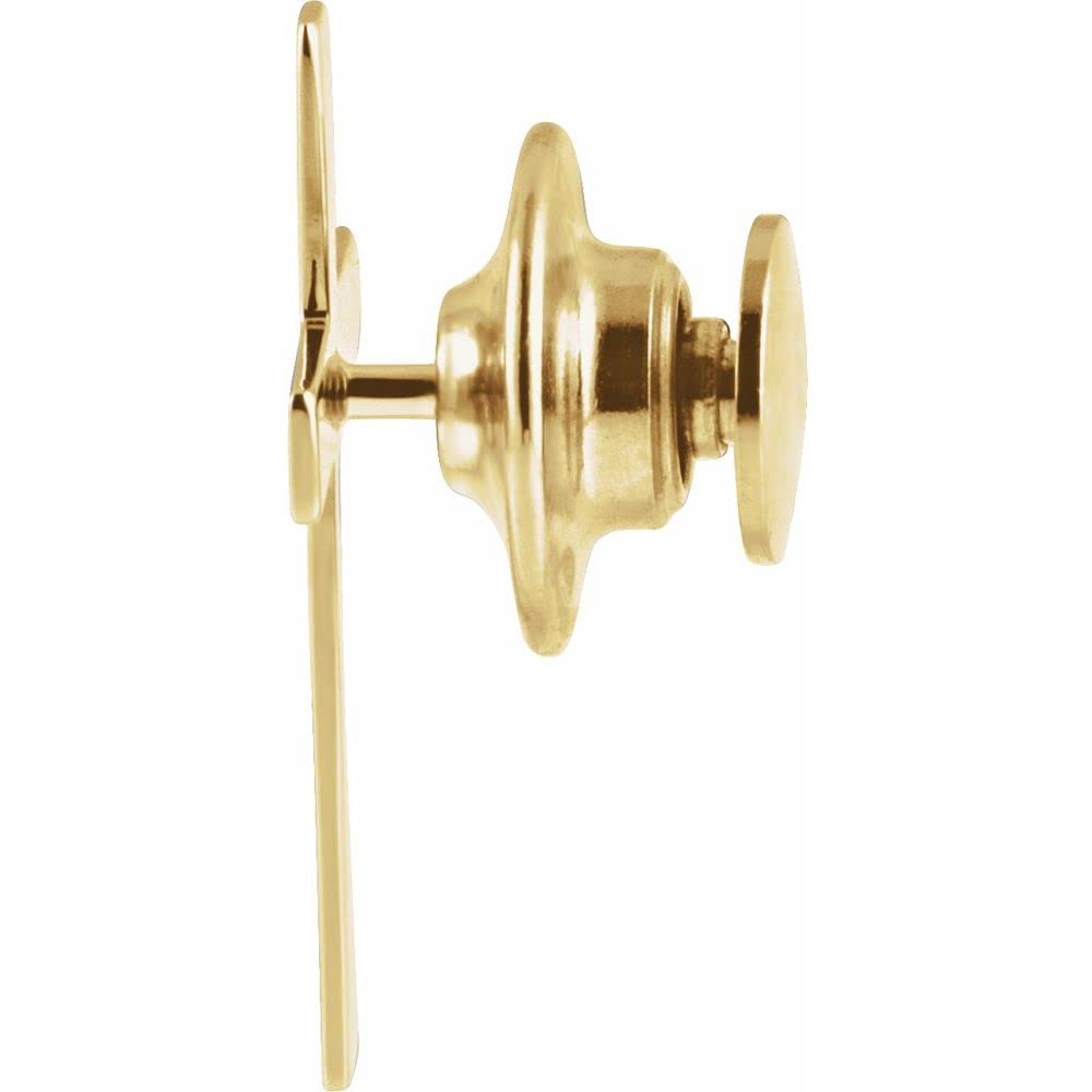 14K Yellow Gold Cross Lapel Pin - Elegant Fine Jewelry for Women, Perfect Gift for Her - Ideal for Weddings, Church Events & Special Occasions