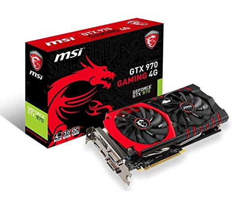 MSI GeForce GTX 970 4GB GDDR5 OC Gaming Graphics Card - VR Ready, DirectX 12 Support, 4K HD Display | Perfect for PC Gaming, Video Editing & Virtual Reality Experiences