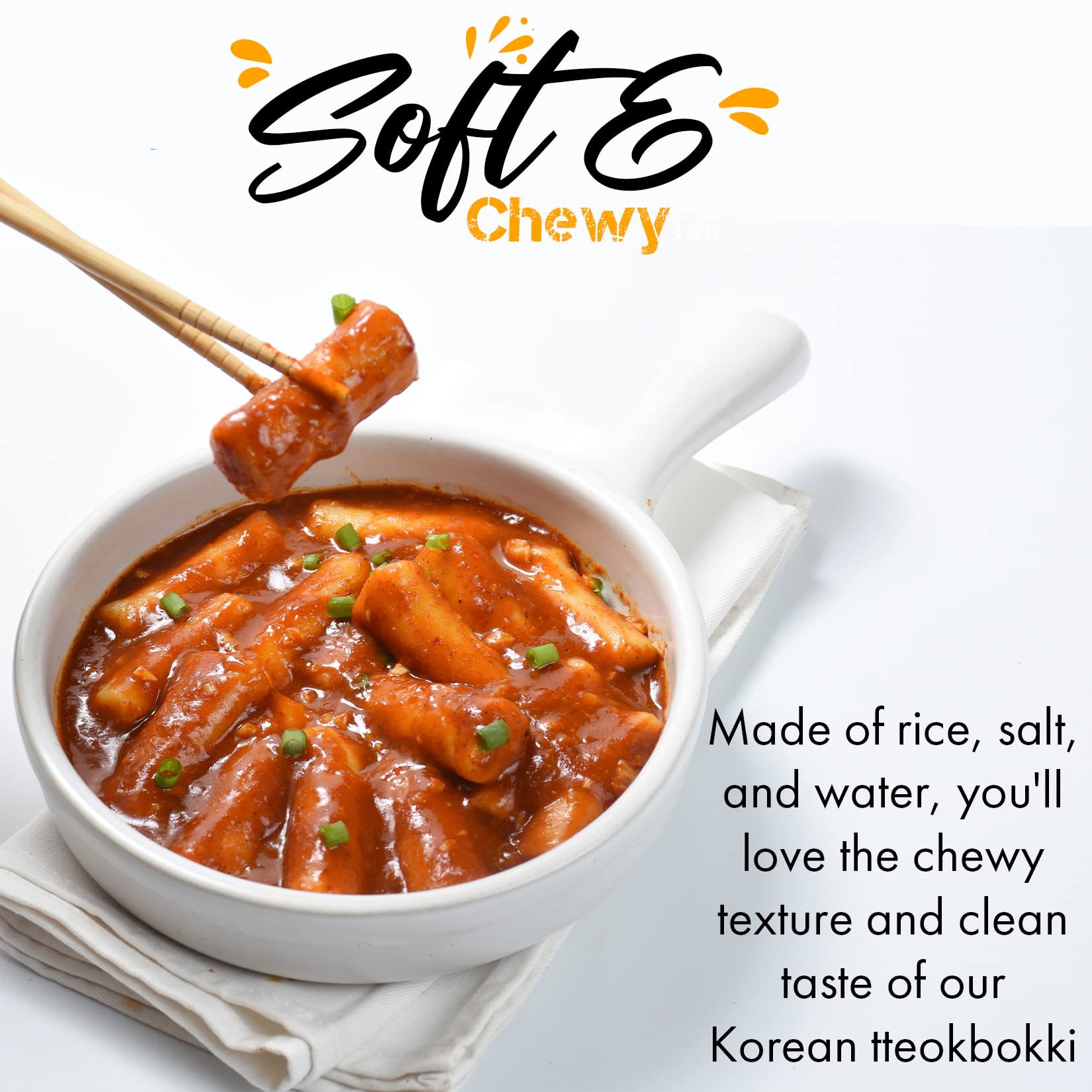 Korean Rice Cakes Tteokbokki - Vegan Gluten-Free Asian Snacks for Cooking & Party