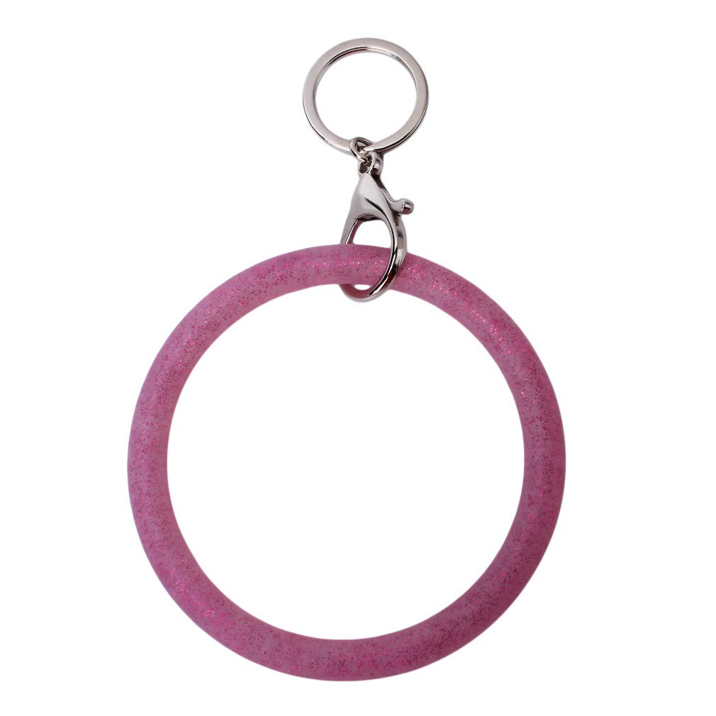 DearAnswer Colorful Glitter Silicone Keychain Bracelet - Wrist Key Holder for Handbags, Jewelry & Accessories (Set of 6) - Perfect for Women's Fashion, Gift Giving & Everyday Use