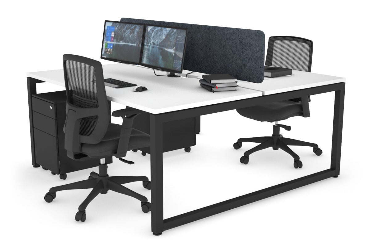 Quadro Loop Legs 2-Person Office Workstation - 1200L x 800W with Cable Management Scallop - Perfect for Collaborative Workspaces & Shared Office Desks