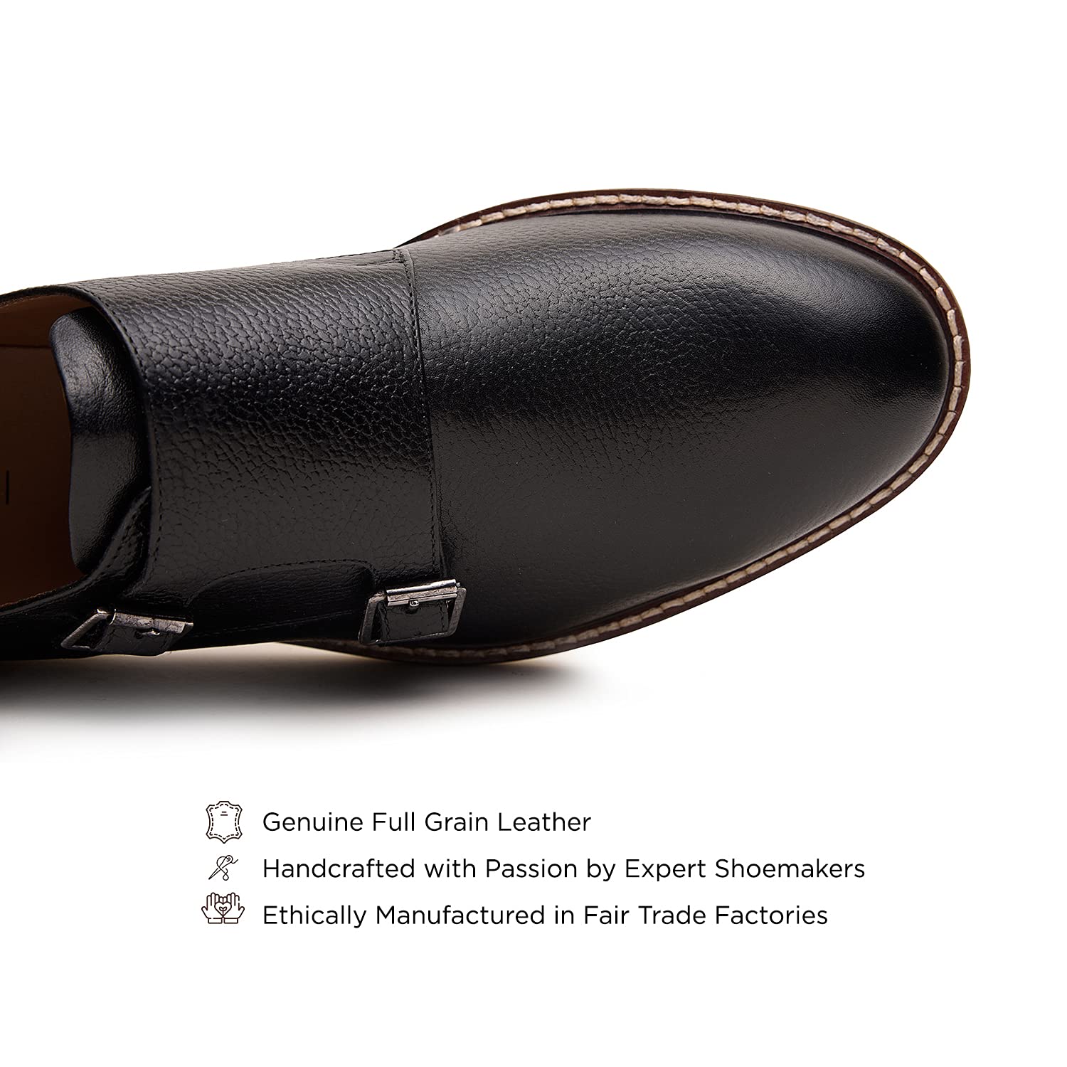 Genuine Leather Suede Dress Shoes for Men - Luxury Handcrafted Monk Strap Casual Shoes with Lightweight EVA Sole | Plain Toe Design | Perfect for Business, Weddings & Formal Occasions