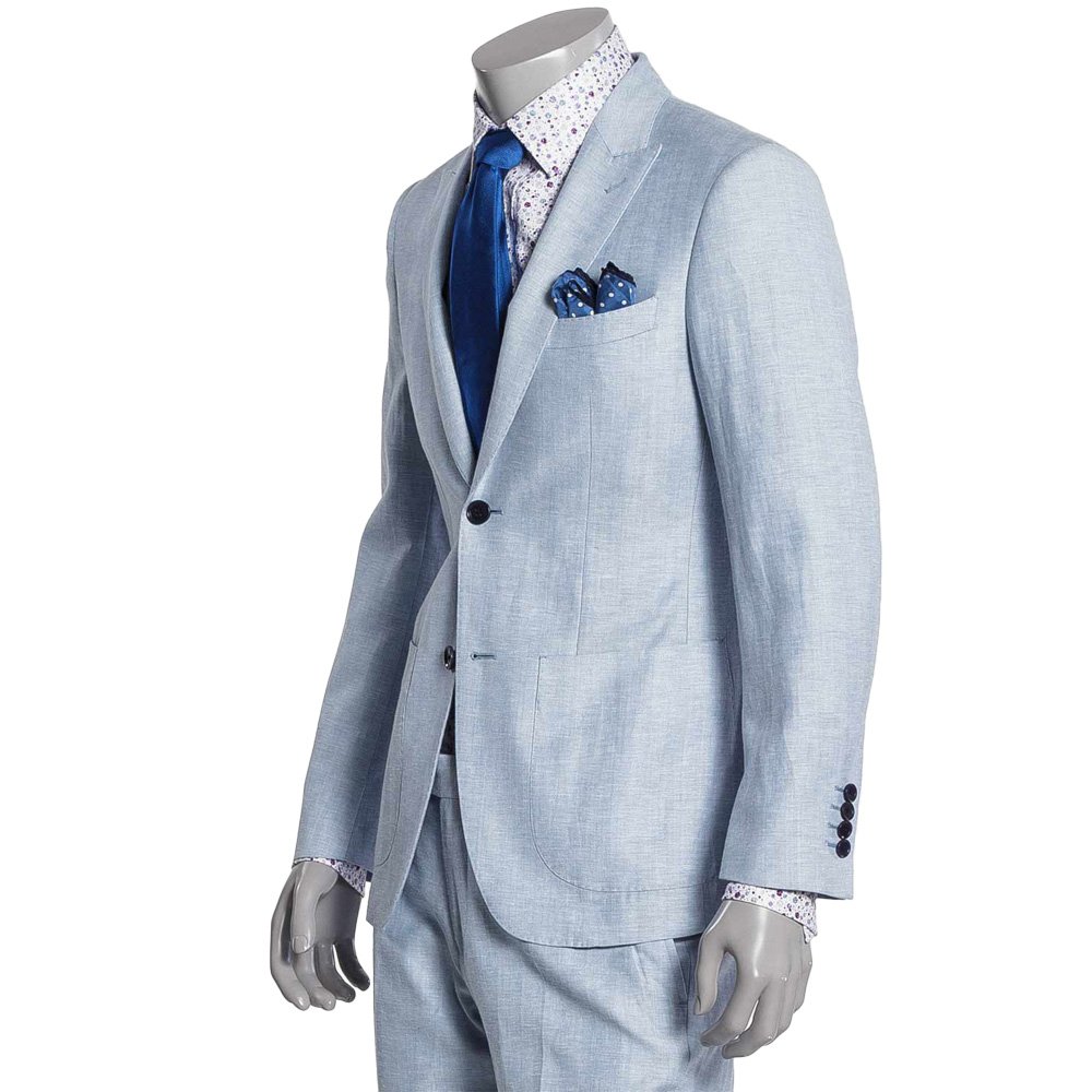 HBDesign Men's 2-Piece Slim Fit Suit Set - 2 Button Jacket & Pants - Custom Sizing Available in Baby Blue | Perfect for Weddings, Business Meetings & Formal Events
