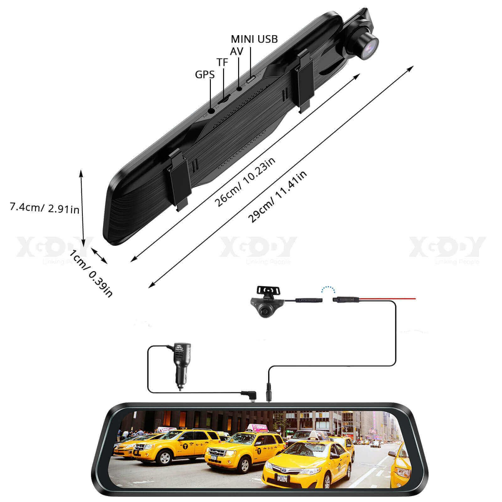 XGODY H13 Dash Cam with 10 Inch HD Display | 2.5K+1080P Dual Lens Car Camera | Night Vision & Parking Monitoring | For Cars, Trucks, RVs (Perfect for Road Trips & Daily Commute)