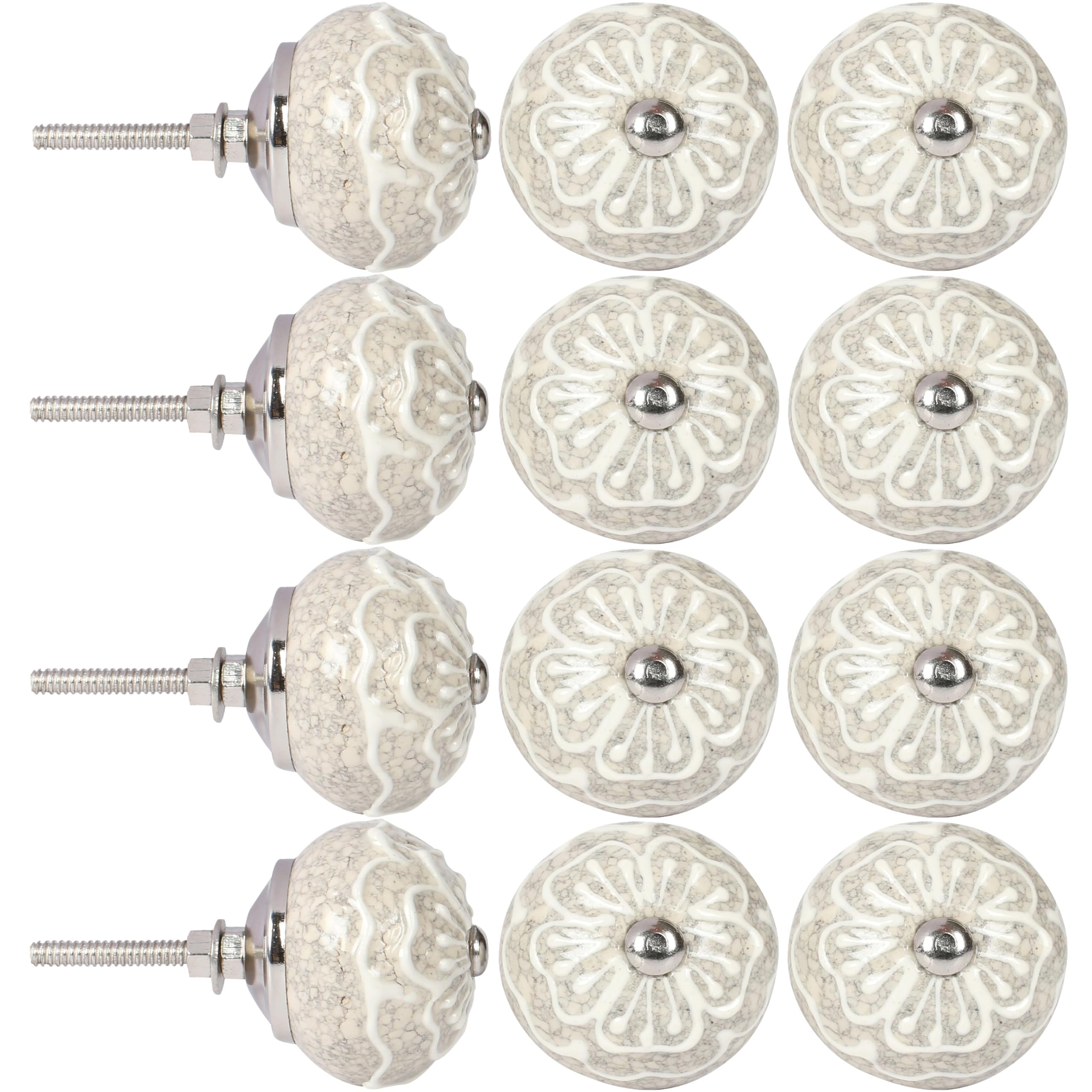 Alpha Living Home Set of 12 Ceramic Cabinet Knobs - Vintage Handmade Drawer Pulls for Kitchen Cabinets, Dressers & Wardrobes (2