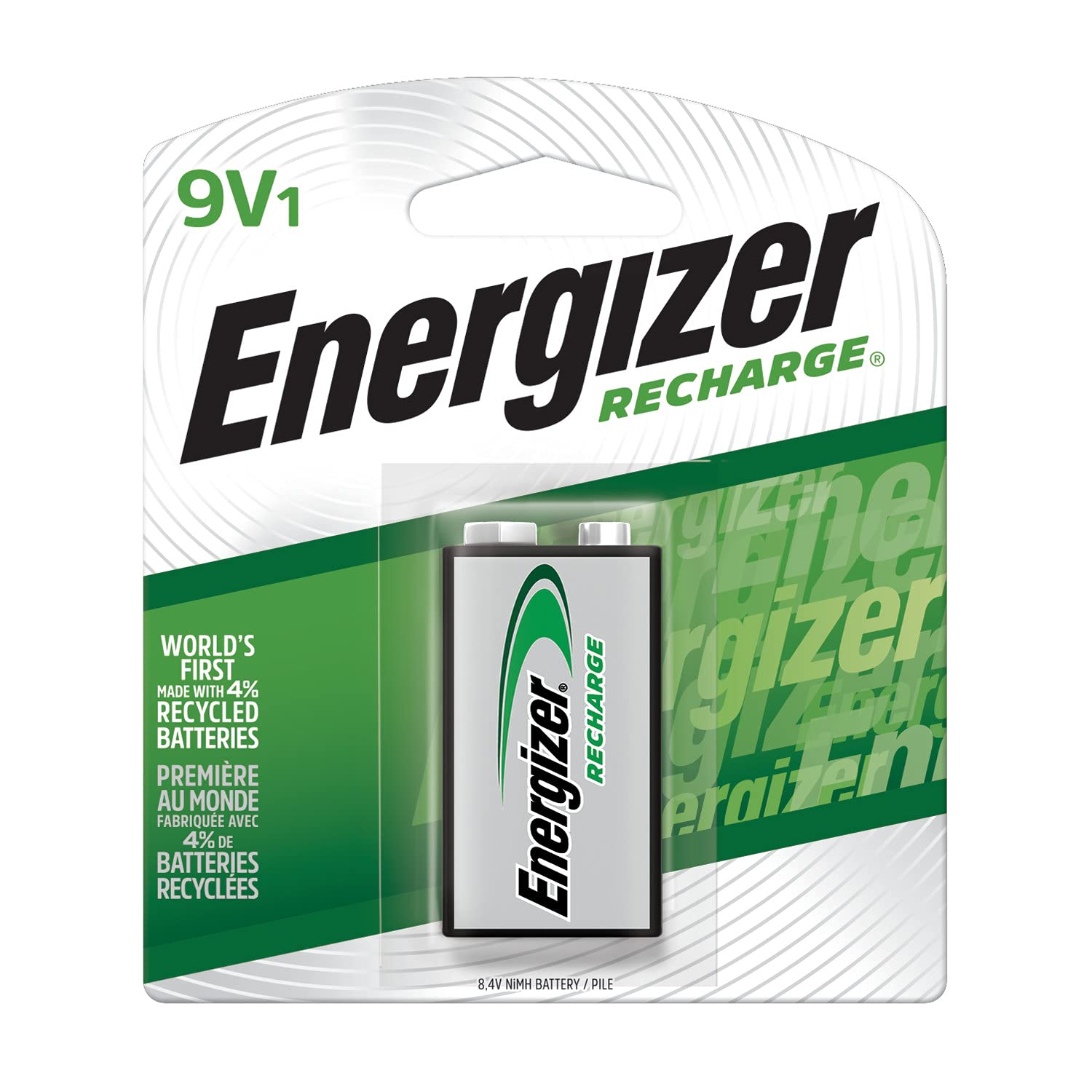 Energizer 9V Rechargeable Batteries - 1 Pack of Pre-Charged 9 Volt Battery for Smoke Detectors, Toys & Electronics - Long Lasting Power Supply