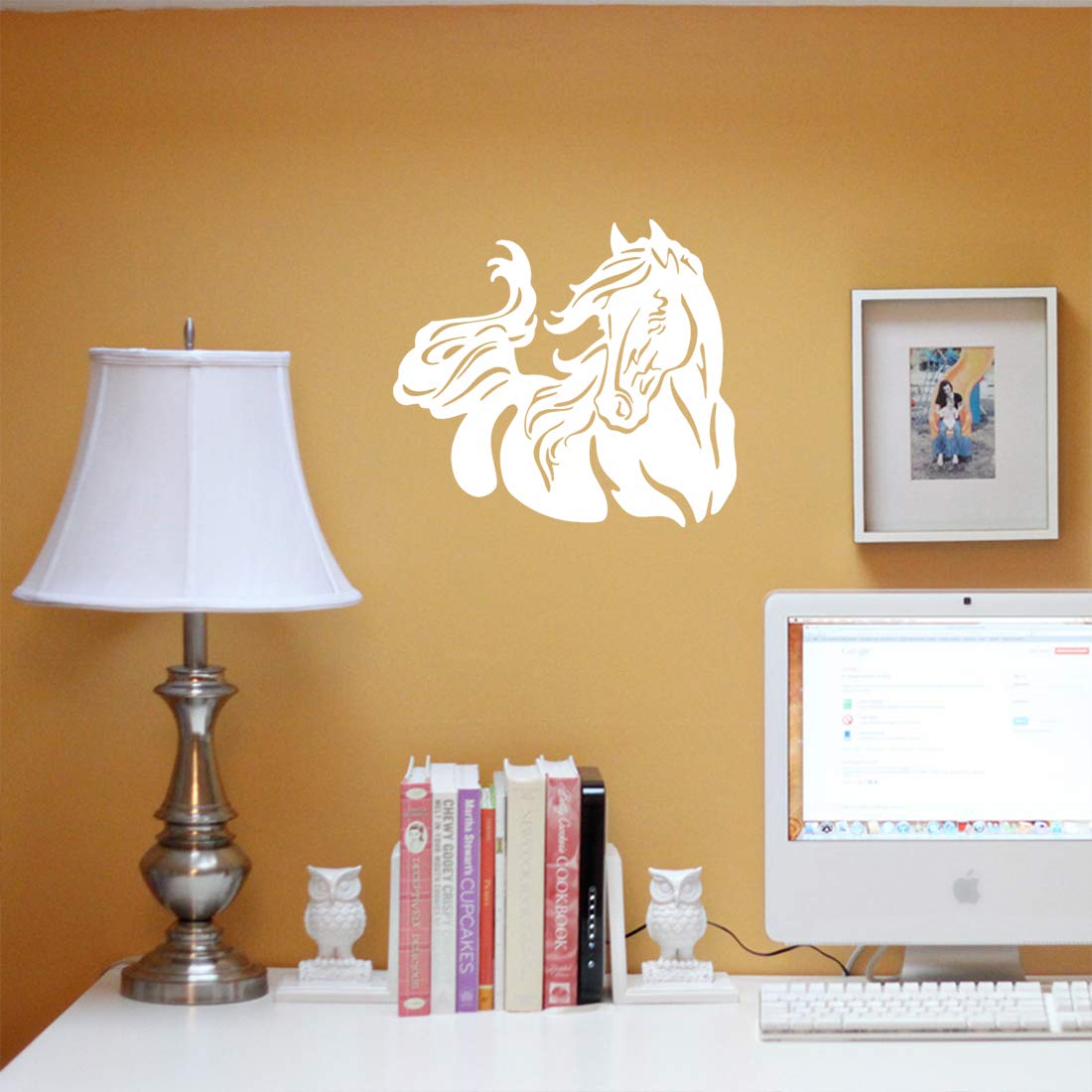 Premium Waterproof Vinyl Horse Decal Stickers (Set of 2, White) - Durable Laptop, Phone, Helmet, Car Window, Bumper, Mug, Cup, Door & Wall Decoration - Perfect for DIY Home Decor, Vehicle Customization & Gift Giving