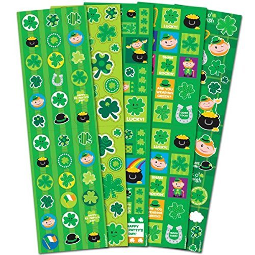 Shamrockin St. Patrick's Day Party Paper Stickers - Green Decorative Paper Cutouts (10.25