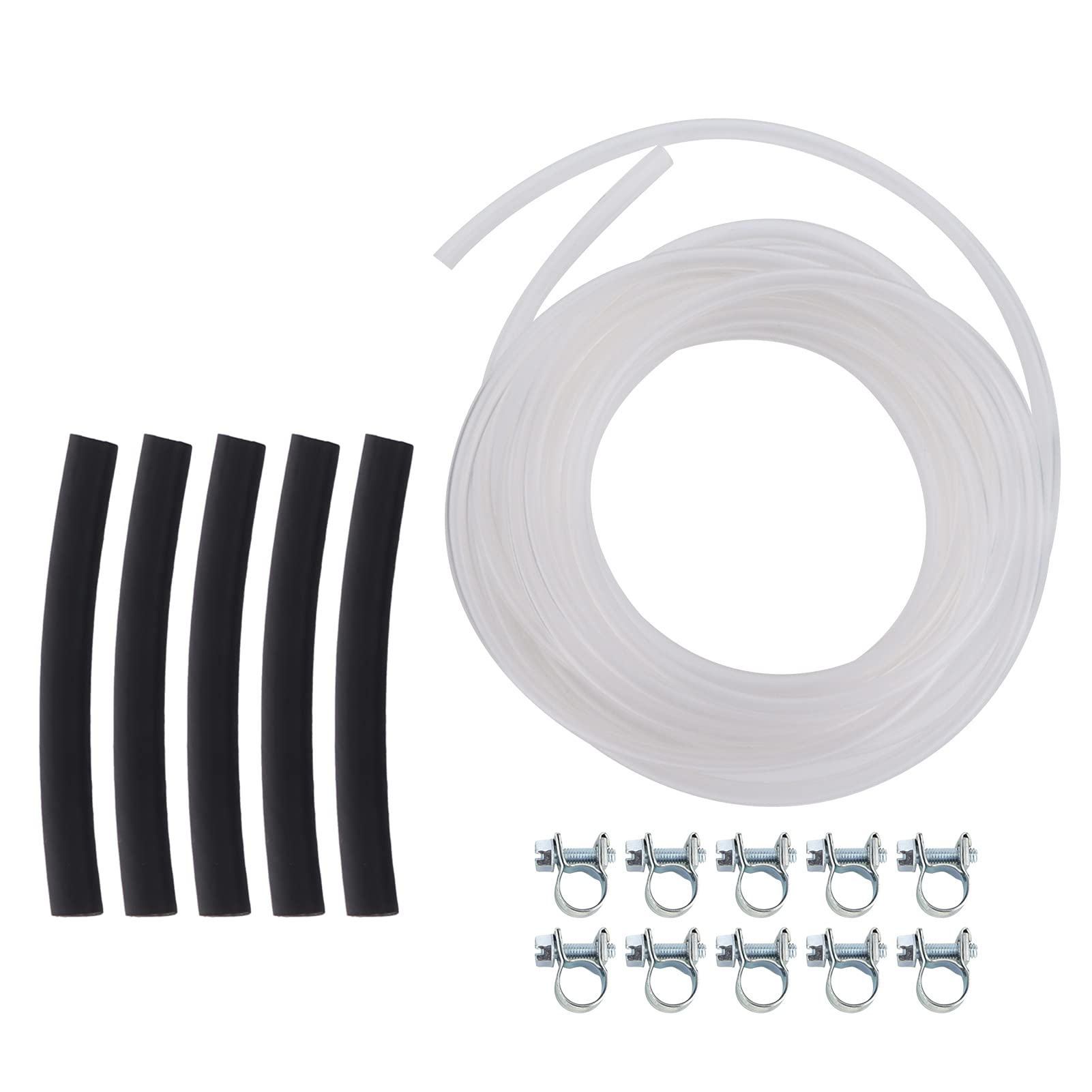 Ymiko 11.48ft Fuel Hose with Clips - Replacement Gas Tube Tubing for Webasto & Eberspacher Heaters - Durable Pneumatic Hose with Secure Clamps for RV, Marine & Vehicle Heating Systems