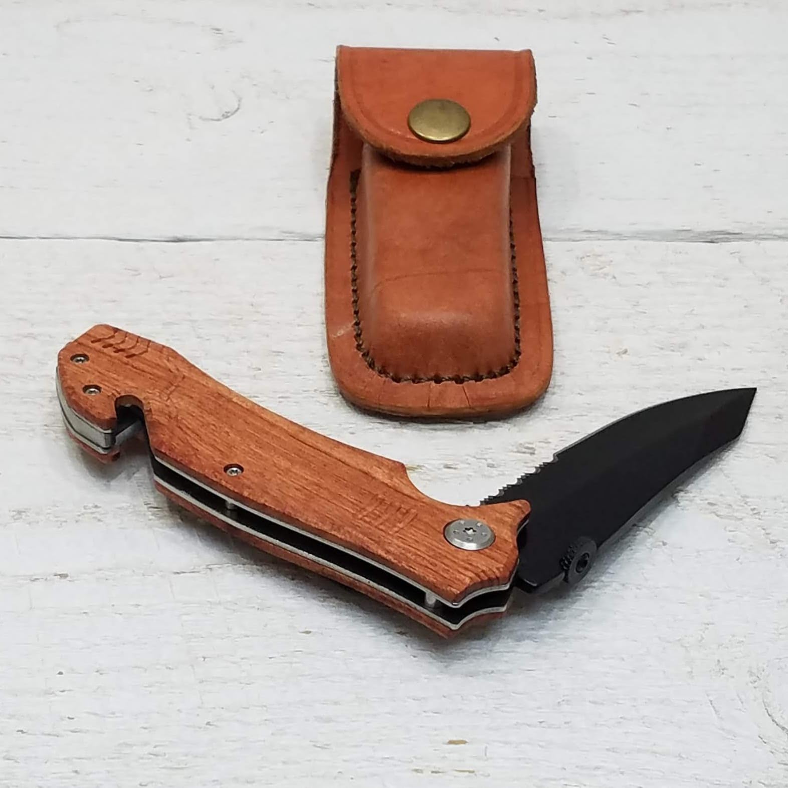 Custom Engraved Pocket Knife Set with Gift Box & Leather Sheath - Personalized Men's Gifts for Camping, Hiking, and Outdoor Adventures