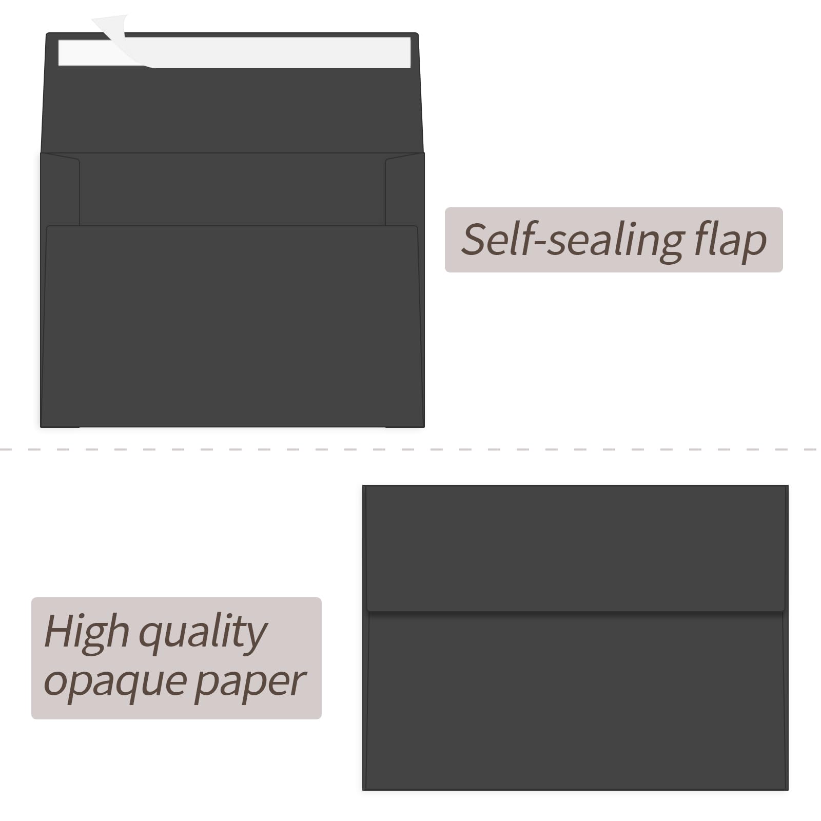 100 Pack 4x6 Self Seal Envelopes - A6 Size Invitation Envelopes for Wedding, Birthday, Baby Shower & Party Cards - Premium Black Stationery for Greeting Cards, RSVPs & Mailing (Black)