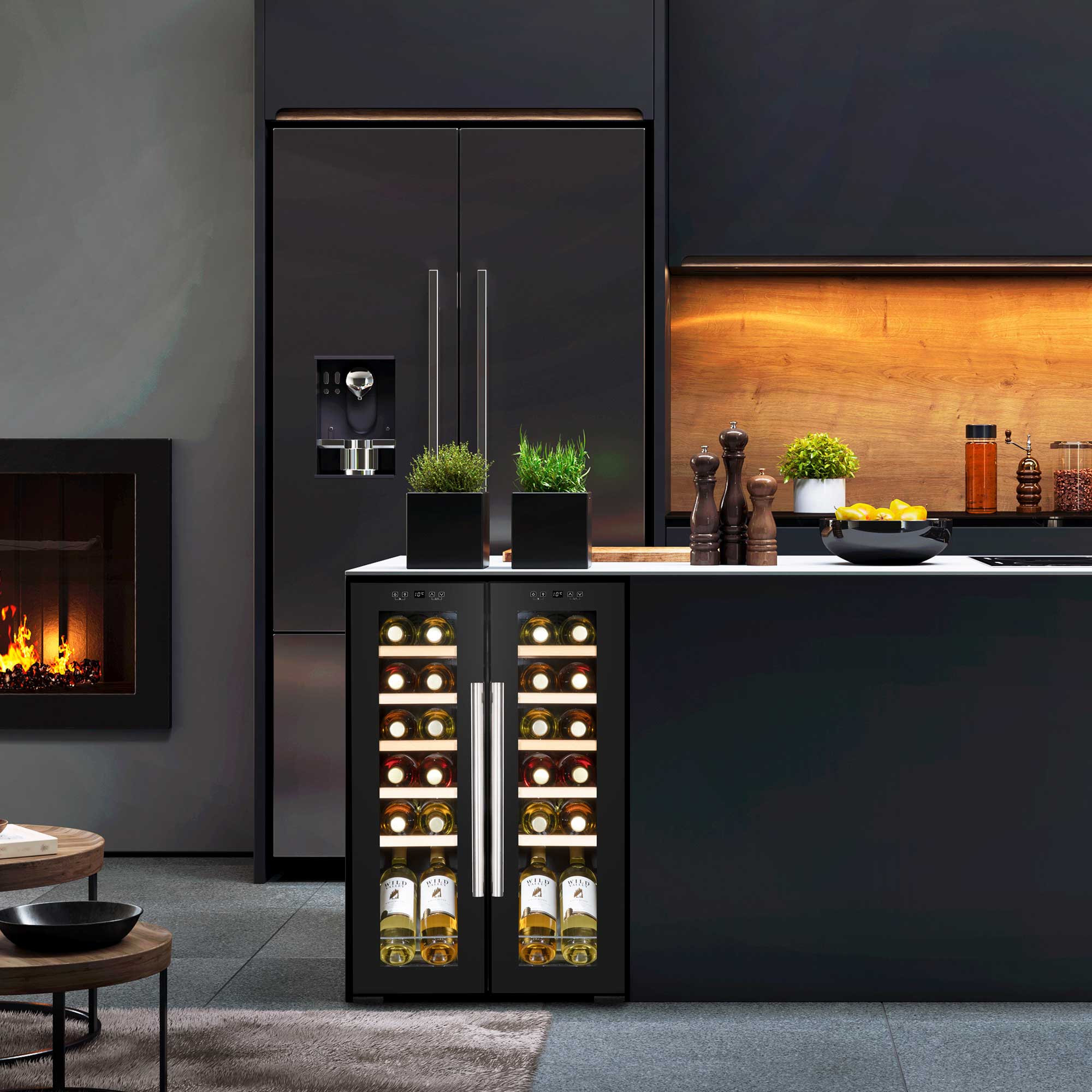 Baridi 24 Bottle Dual Zone Wine Cooler Refrigerator with Touch Screen, LED Lighting & Mirror Glass Door - Perfect for Home Bars, Restaurants, and Wine Cellars