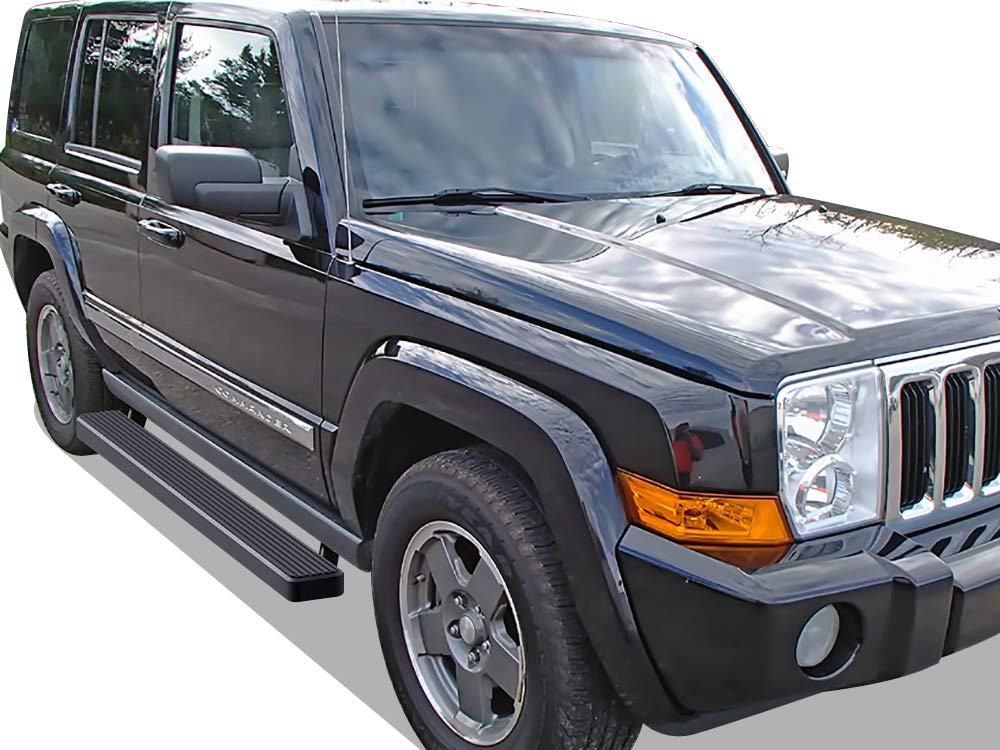 5 Inch Matte Black APS Running Boards for 2005-2010 Jeep Grand Cherokee & Commander (Excludes SRT/Trail Hawk) - Durable Nerf Bars Side Steps for Off-Road Protection & Easy Entry