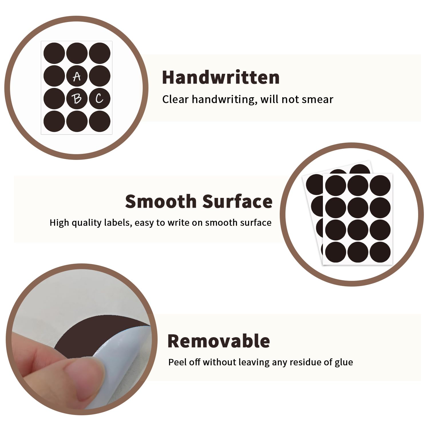 STARLIBOO 2 Inch Black Dot Stickers - 540 Removable Circle Labels for Pricing, Organizing & Garage Sales - Writable Round Stickers for Office, Retail & Home Use