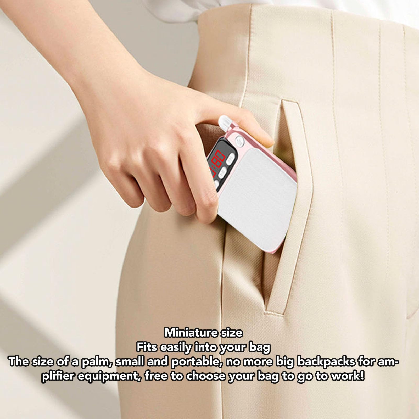 Portable 10W Rechargeable Mini Voice Amplifier with Wired Microphone Headset - 2200mAh Battery, Bluetooth Speaker for Teachers, Singing, Training, Public Speaking - Rose Gold | Ideal for Classroom, Karaoke, Outdoor Events & Presentations