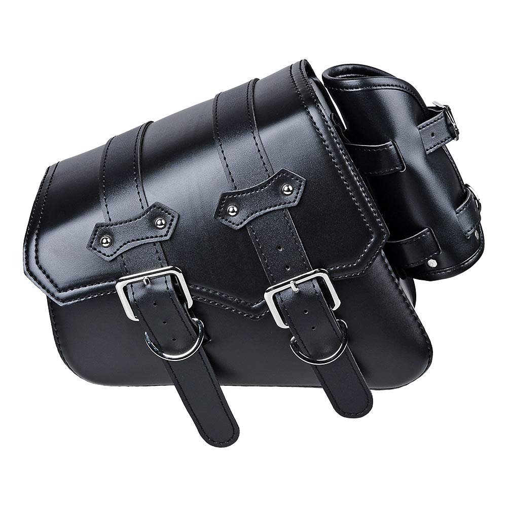 Amopacorp Motorcycle Black Left Side Solo Swing Arm Saddlebag - Compatible with Harley Sportster XL 883, 1200, 48 & 72 Models | Durable Storage Bag for Cruiser Bikes | Perfect for Road Trips & Daily Commuting