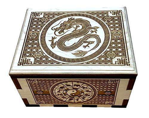 Hurricane Wood Puzzle Box with Laser Engraved Dragon Design - Brain Teaser Gift for Adults & Teens - Perfect for Home Decor, Office Stress Relief & Game Night Entertainment