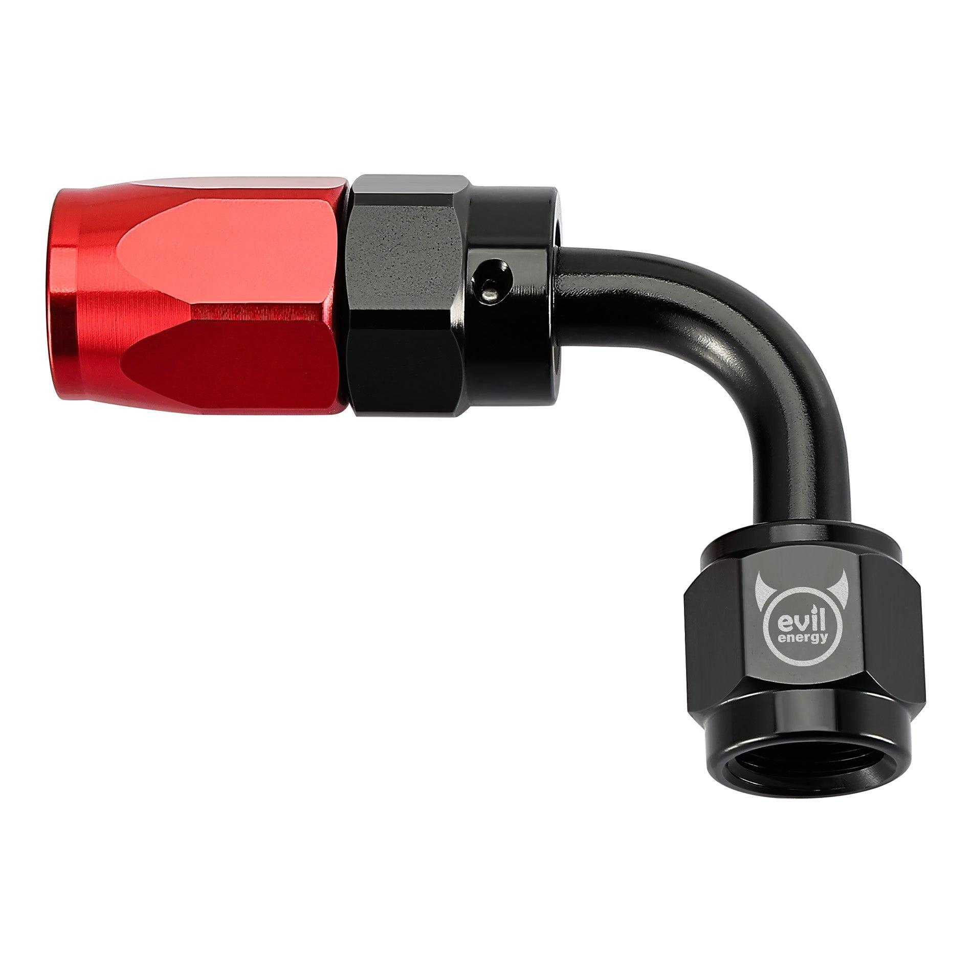 EVIL ENERGY AN Hose End Fitting - Red & Black Swivel Aluminum Connector (4AN/6AN/8AN/10AN/12AN Sizes) for Fuel, Oil & Coolant Lines - Perfect for Automotive, Racing & Performance Upgrades