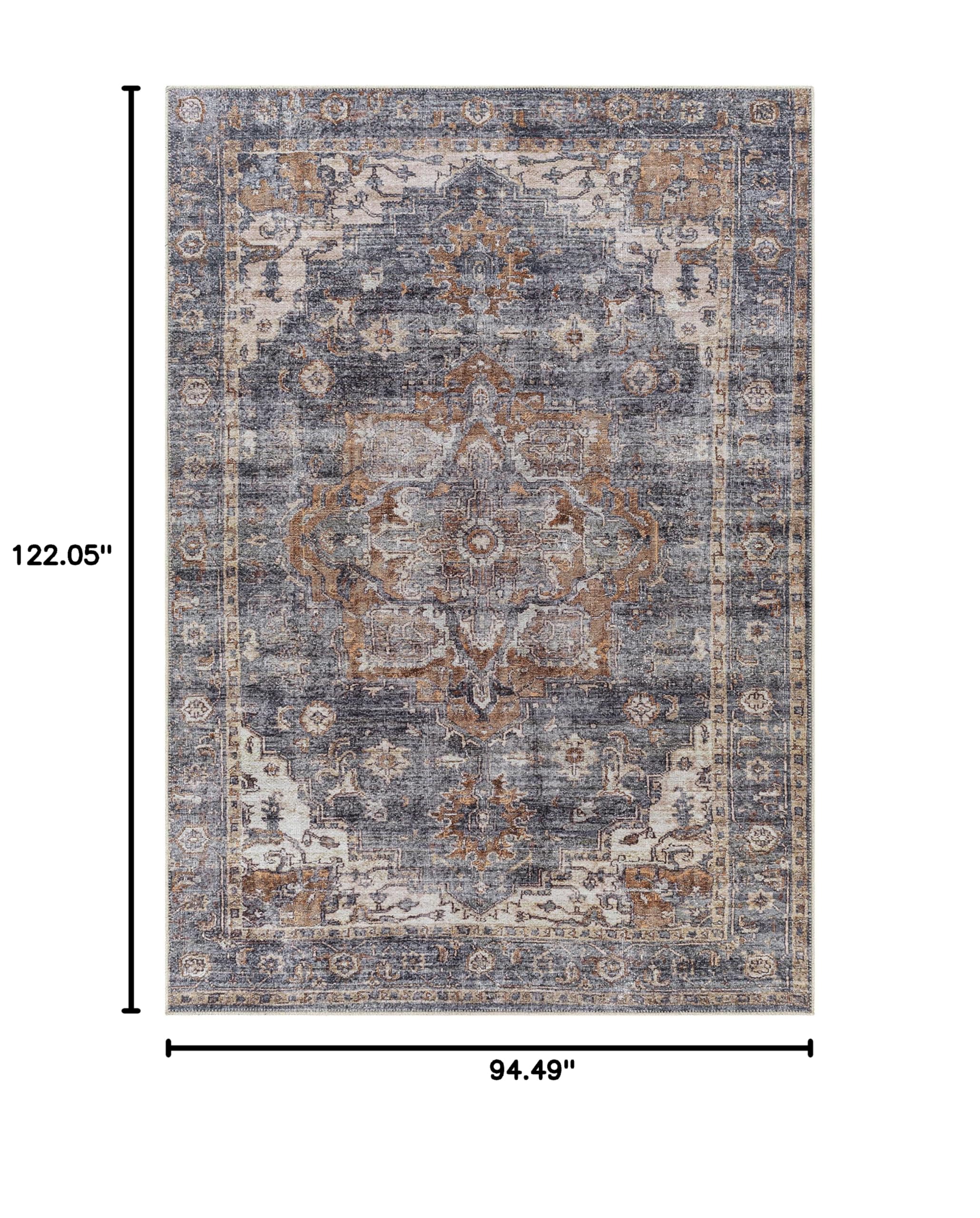 Hauteloom Lagangilang Machine Washable Area Rug for Living Room & Bedroom - Soft Beige, Brown, Gray Modern Design - 7'10